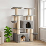 vidaXL Kattenboom met sisal krabpalen 2 st Lichtgrijs 147 cm