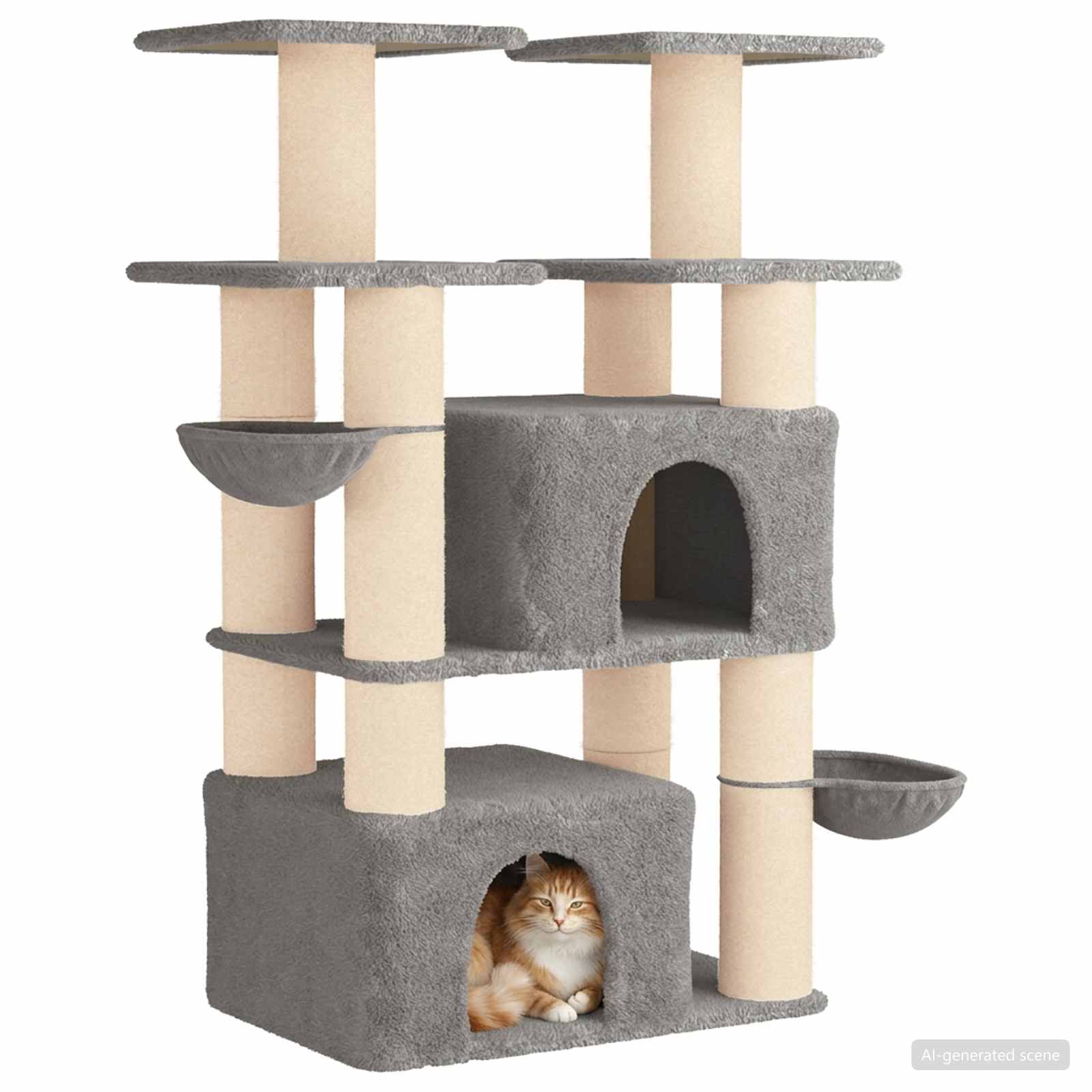 vidaXL Kattenboom met sisal krabpalen 2 st Lichtgrijs 147 cm