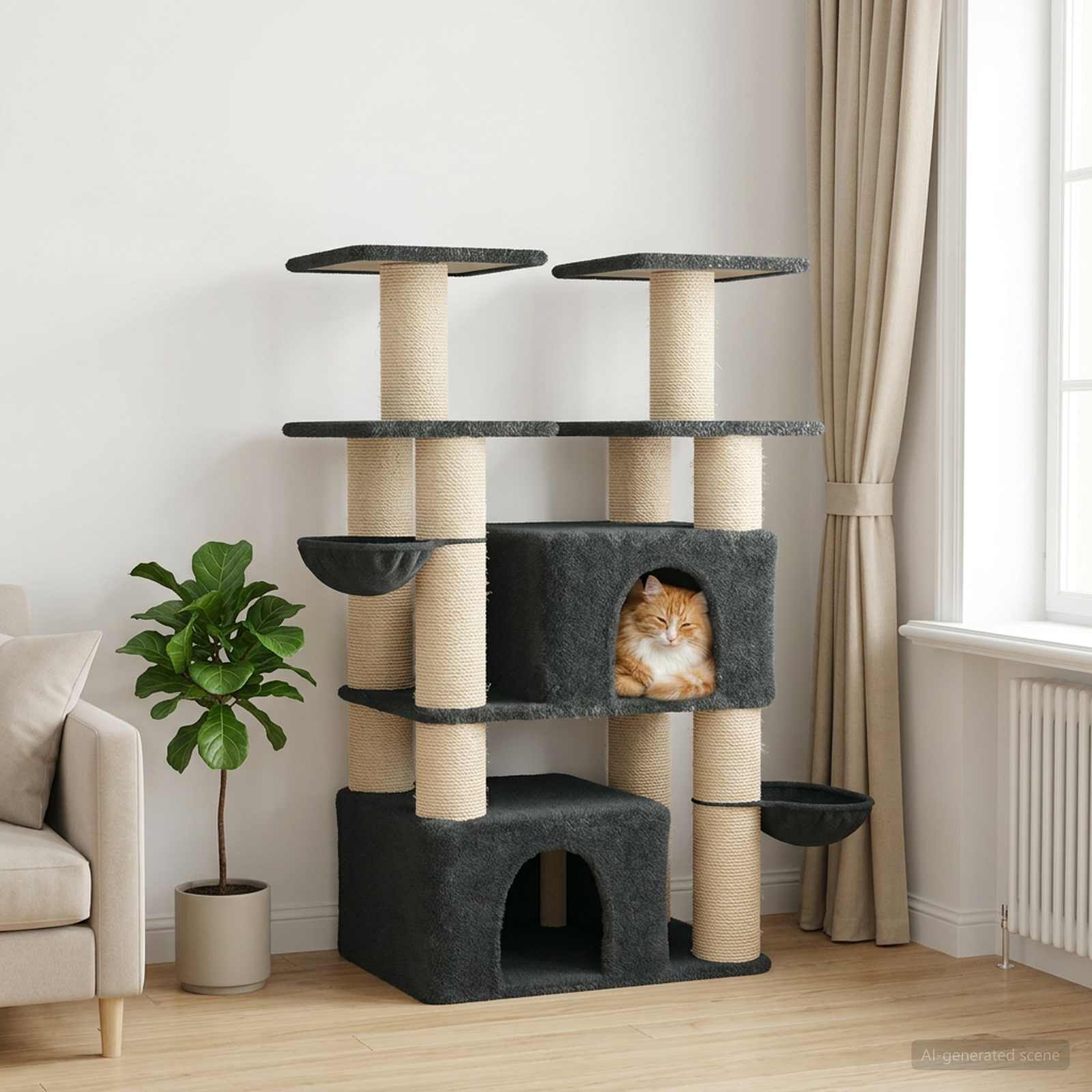 vidaXL Kattenboom met sisal krabpalen 2 st Lichtgrijs 147 cm