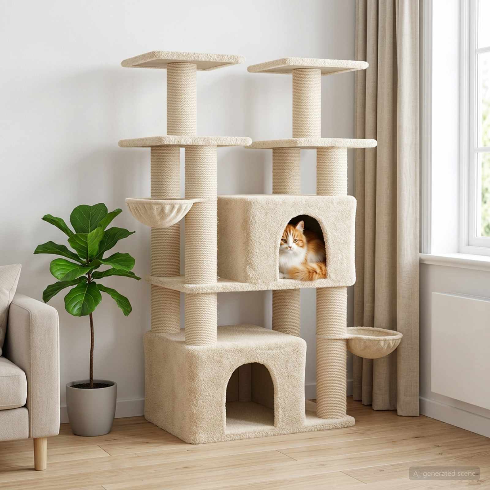 vidaXL Kattenboom met sisal krabpalen 2 st Lichtgrijs 147 cm