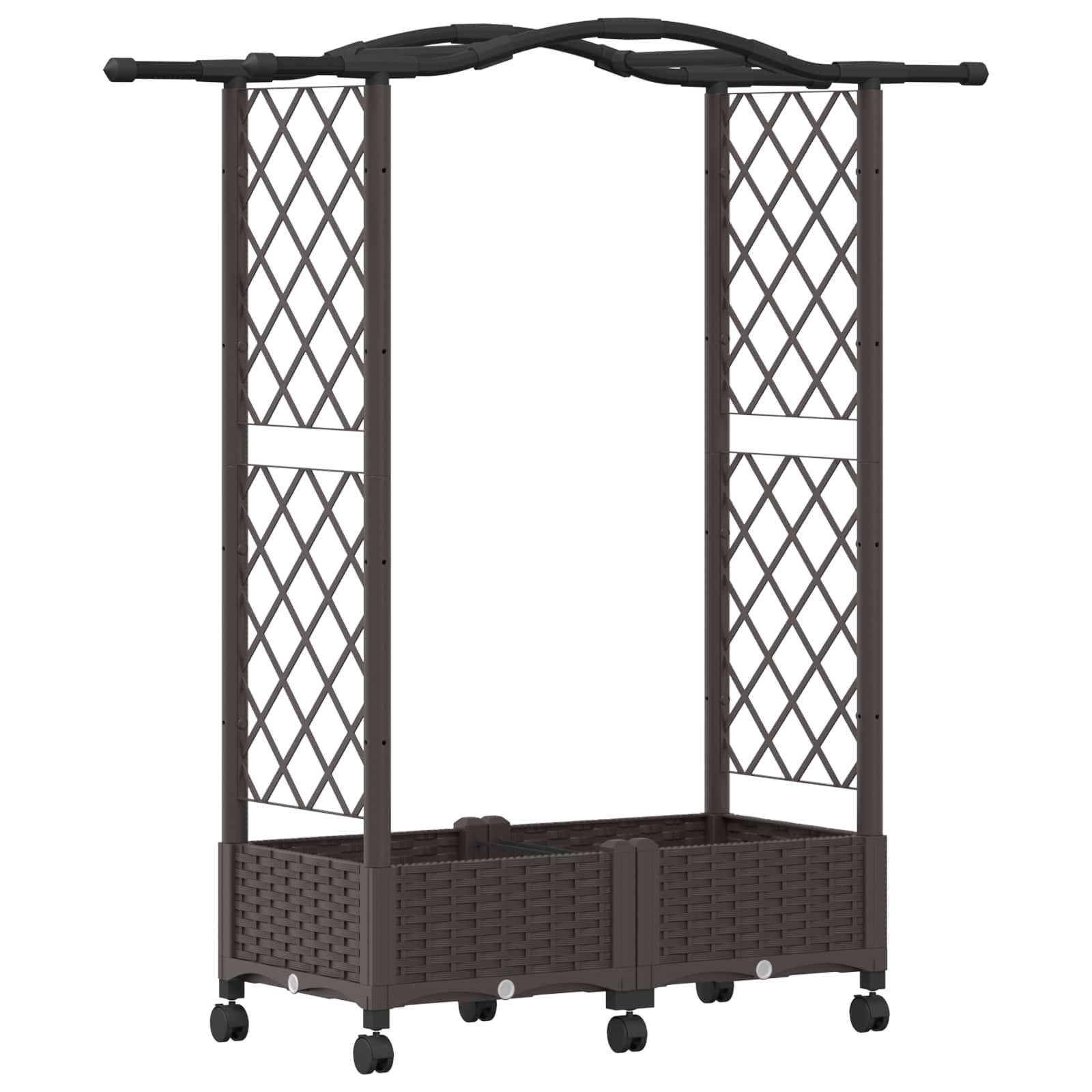 vidaXL Verhoogd Bed met Trellis en Dak Bruin 124 x 40 x 126 cm PP