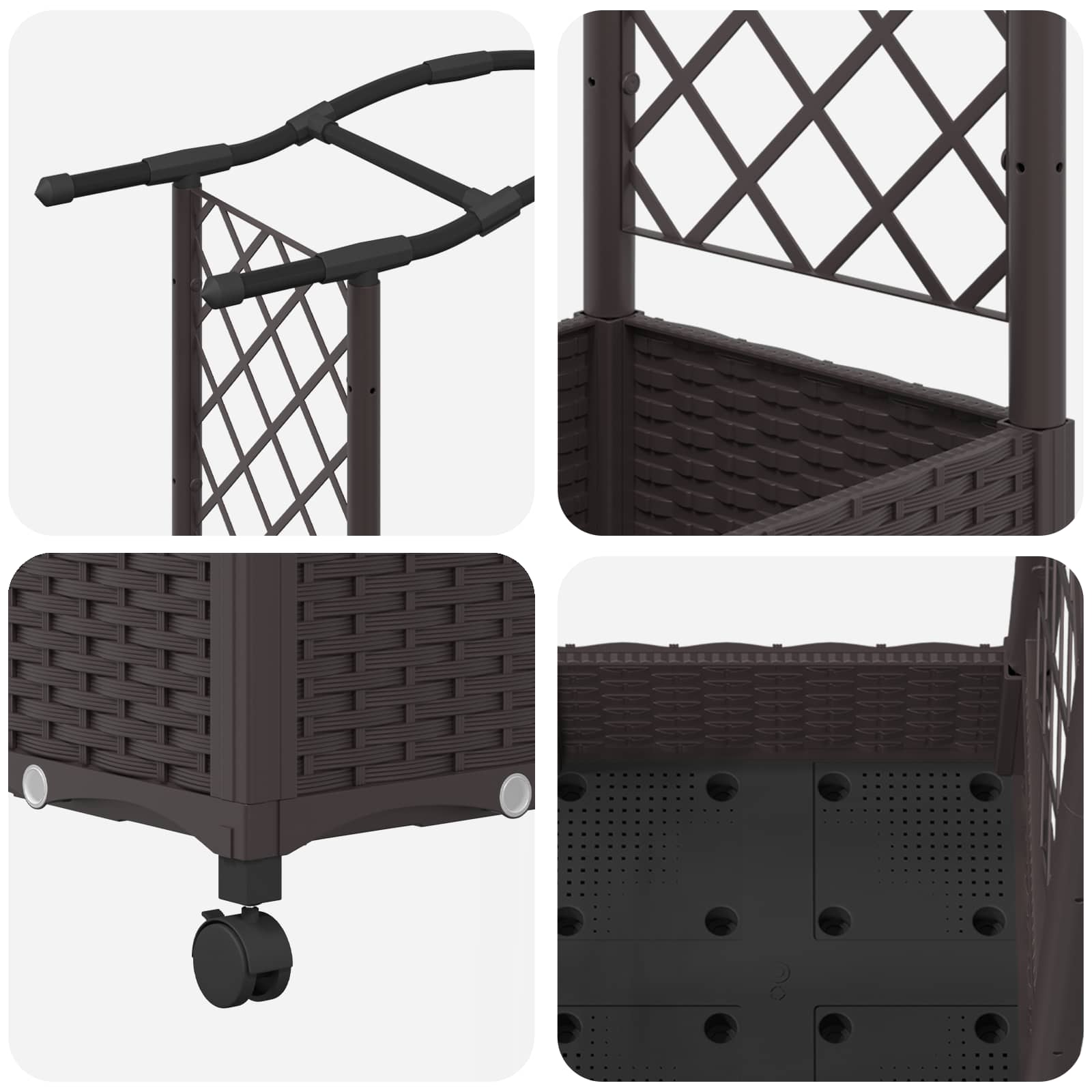 vidaXL Verhoogd Bed met Trellis en Dak Bruin 124 x 40 x 126 cm PP