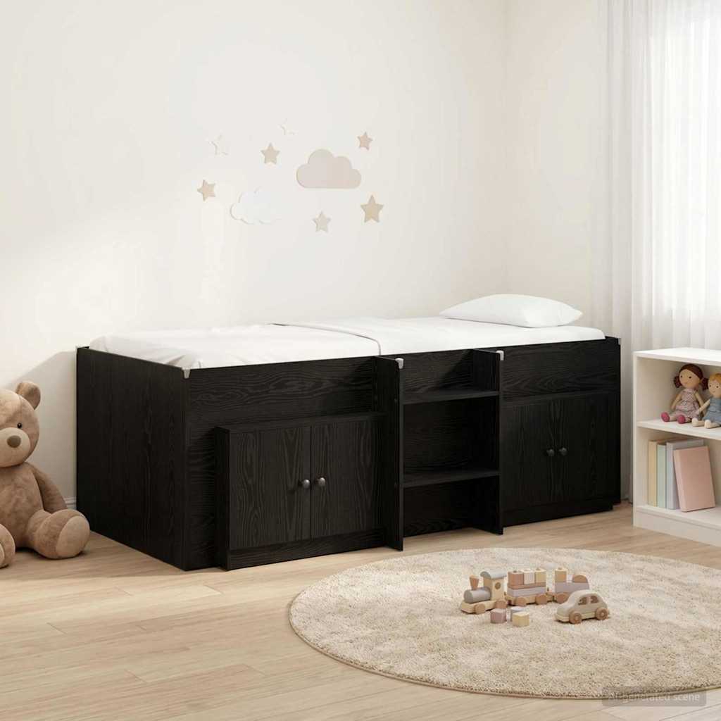 vidaXL Loft Bed Frame met Kast met opslag 3 pcs Wit Bewerkt hout