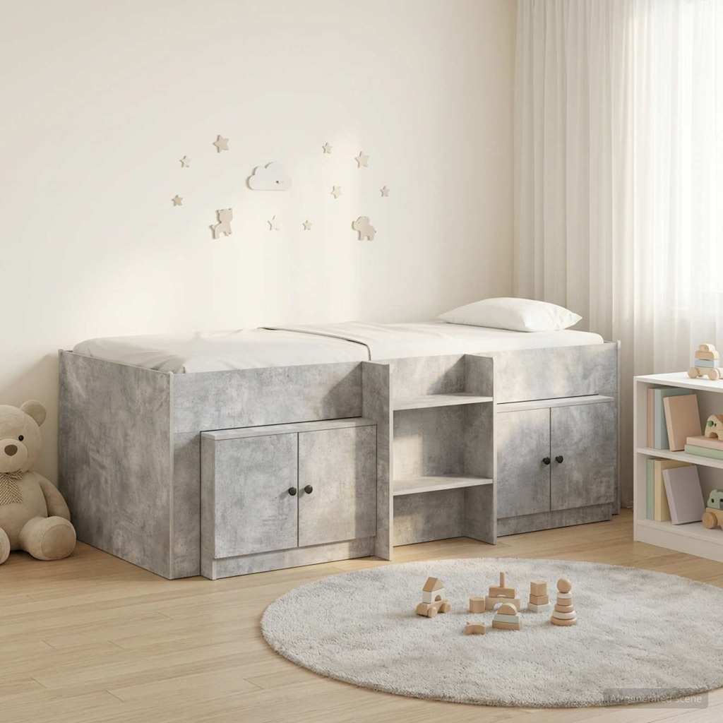 vidaXL Loft Bed Frame met Kast met opslag 3 pcs Wit Bewerkt hout