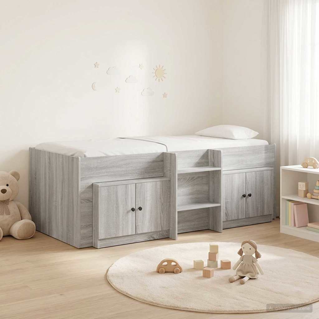 vidaXL Loft Bed Frame met Kast met opslag 3 pcs Wit Bewerkt hout