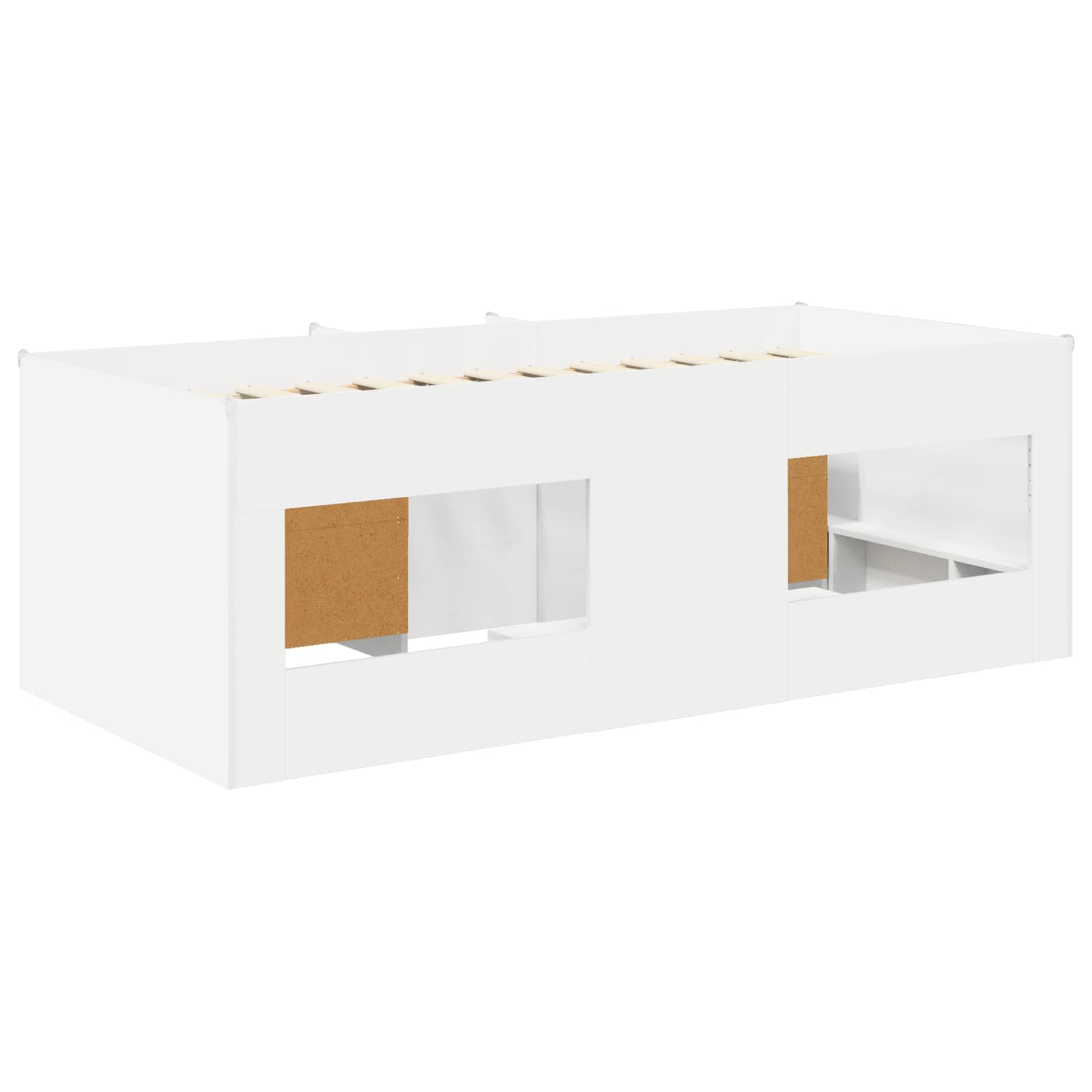 vidaXL Loft Bed Frame met Kast met opslag 3 pcs Wit Bewerkt hout