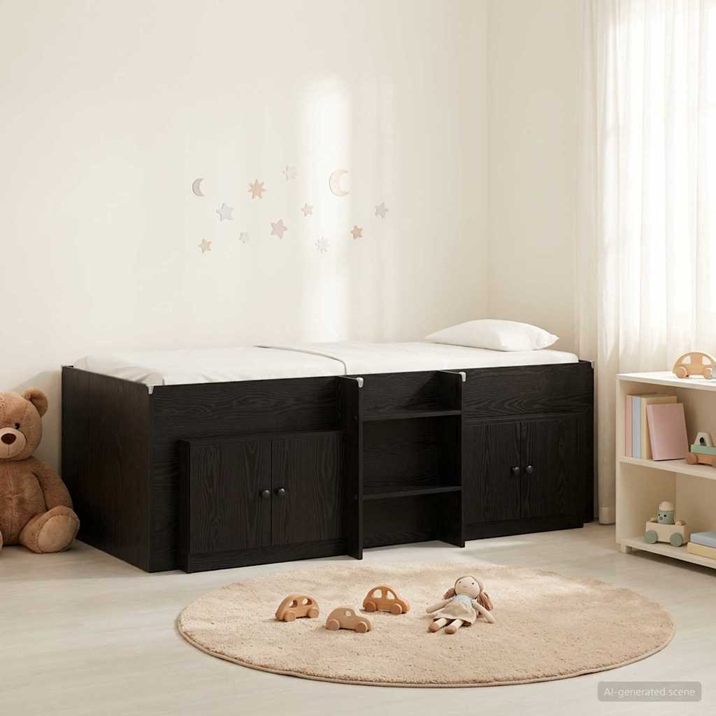 vidaXL Loft Bed Frame met Kast met opslag 3 pcs Wit Bewerkt hout