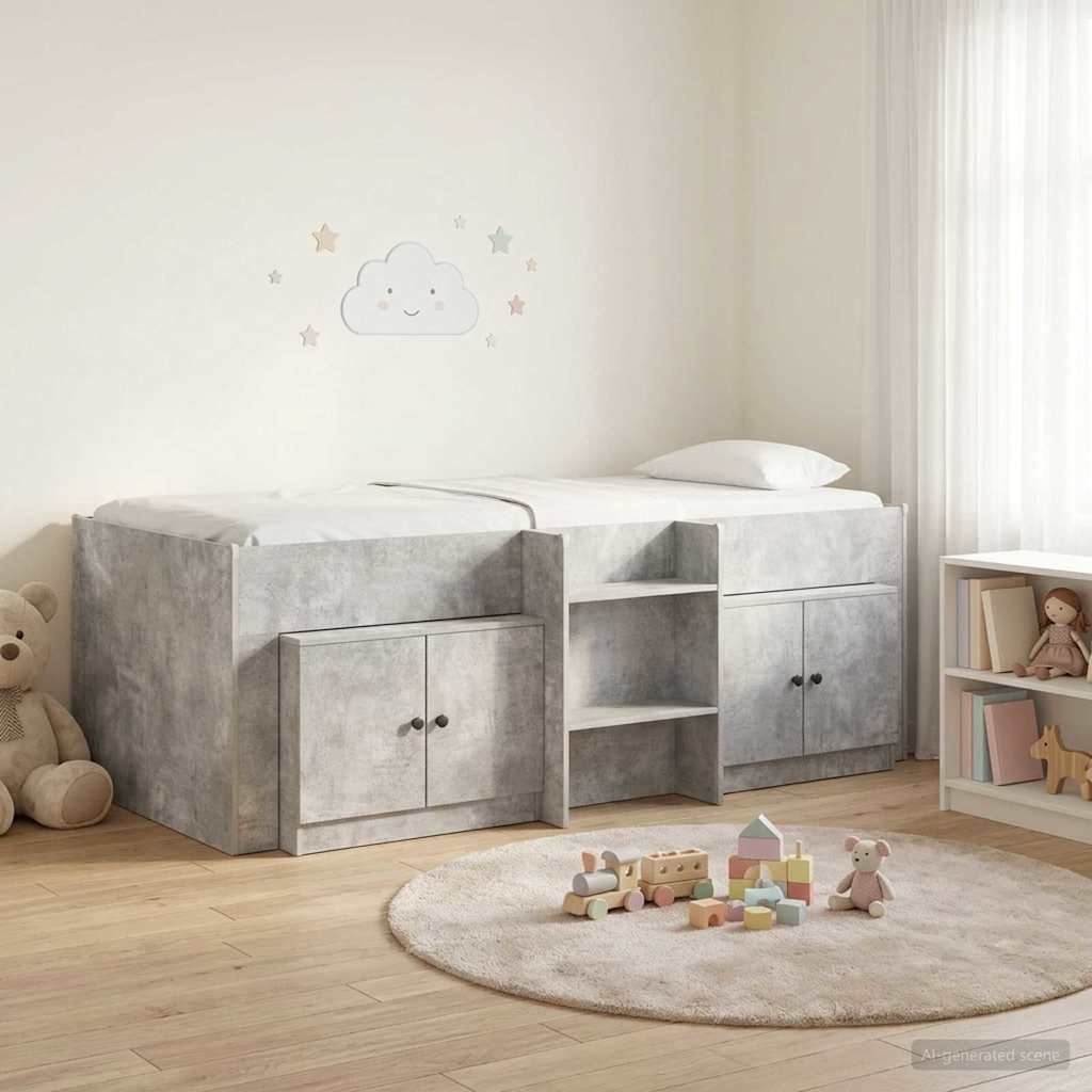 vidaXL Loft Bed Frame met Kast met opslag 3 pcs Wit Bewerkt hout