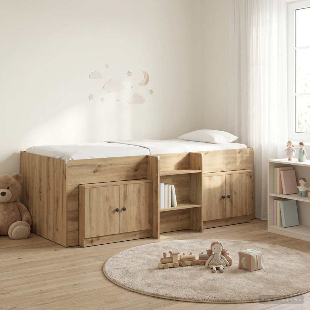 vidaXL Loft Bed Frame met Kast met opslag 3 pcs Wit Bewerkt hout