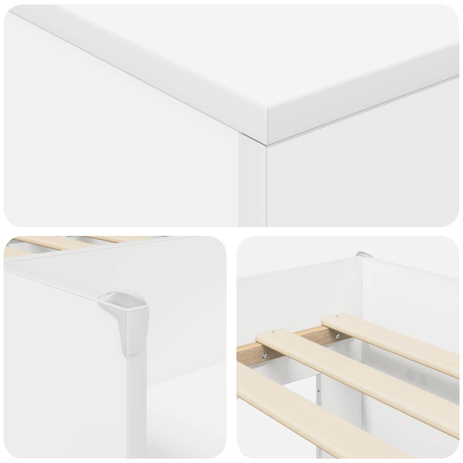 vidaXL Loftbed frame met kast met opslag 3 pcs Wit Bewerkt hout
