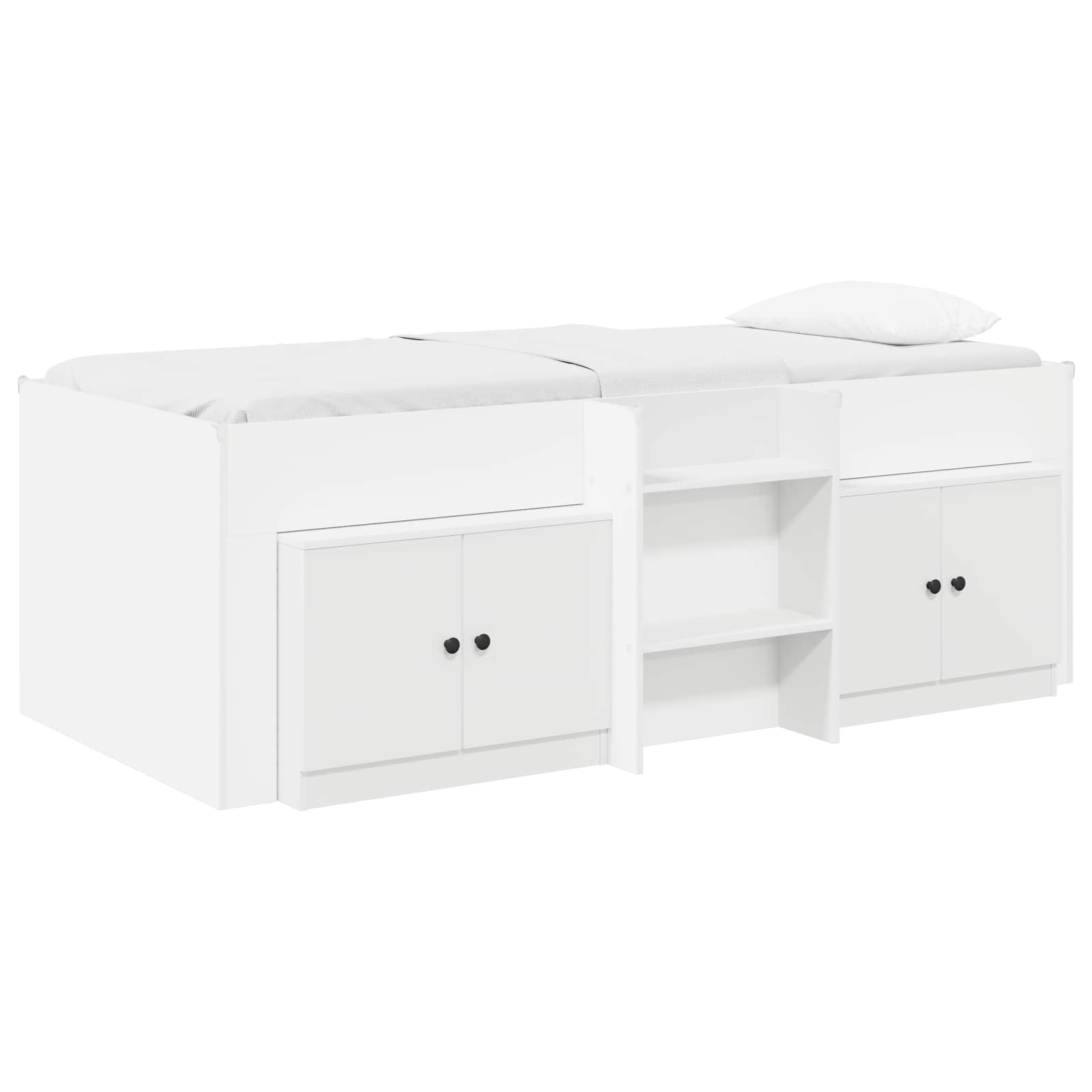vidaXL Loft Bed Frame met Kast met opslag 3 pcs Wit Bewerkt hout