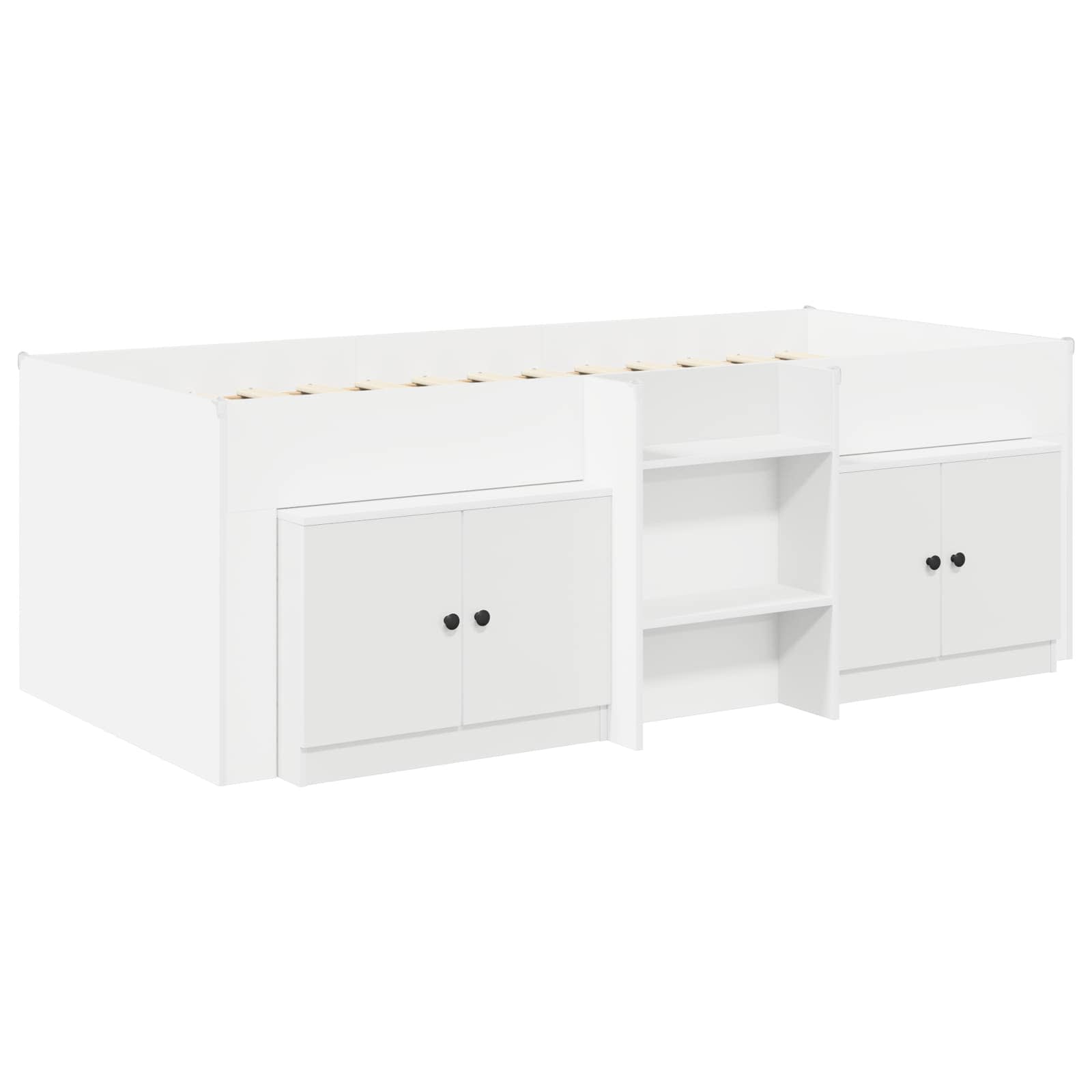 vidaXL Loft Bed Frame met Kast met opslag 3 pcs Wit Bewerkt hout