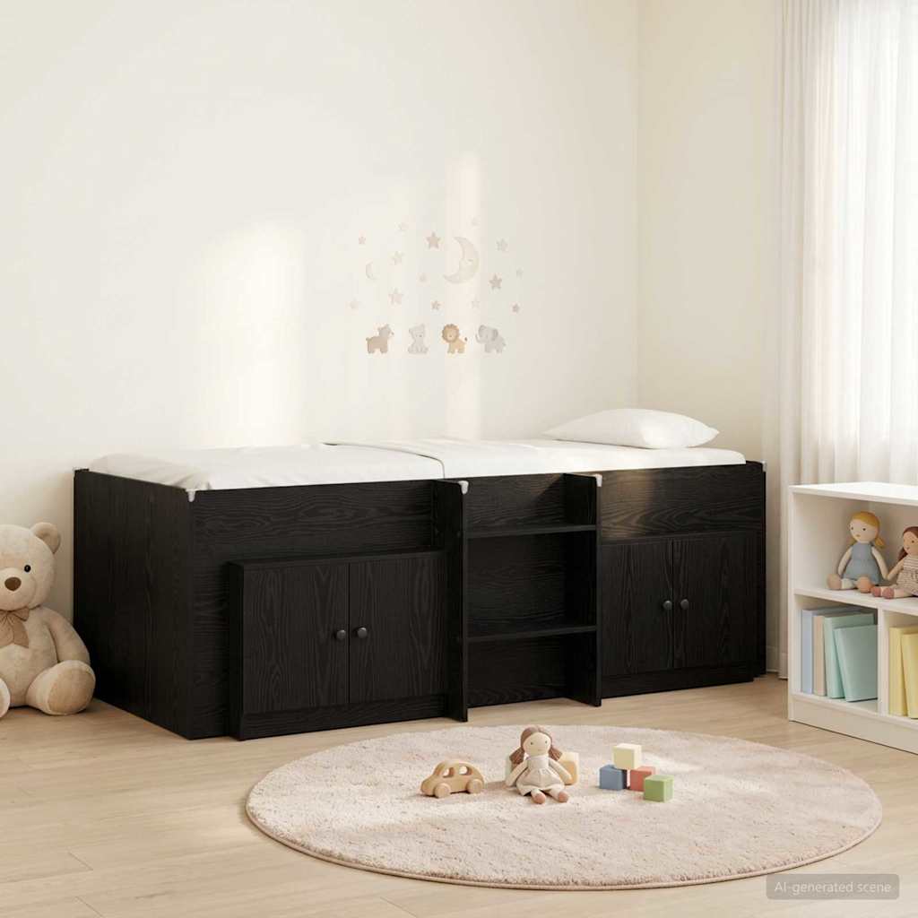vidaXL Loft Bed Frame met Kast met opslag 3 pcs Wit Bewerkt hout