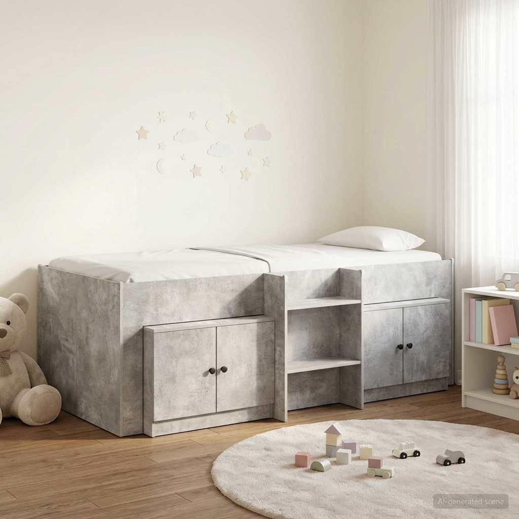vidaXL Loft Bed Frame met Kast met opslag 3 pcs Wit Bewerkt hout