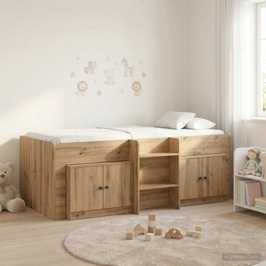 vidaXL Loft Bed Frame met Kast met opslag 3 pcs Wit Bewerkt hout