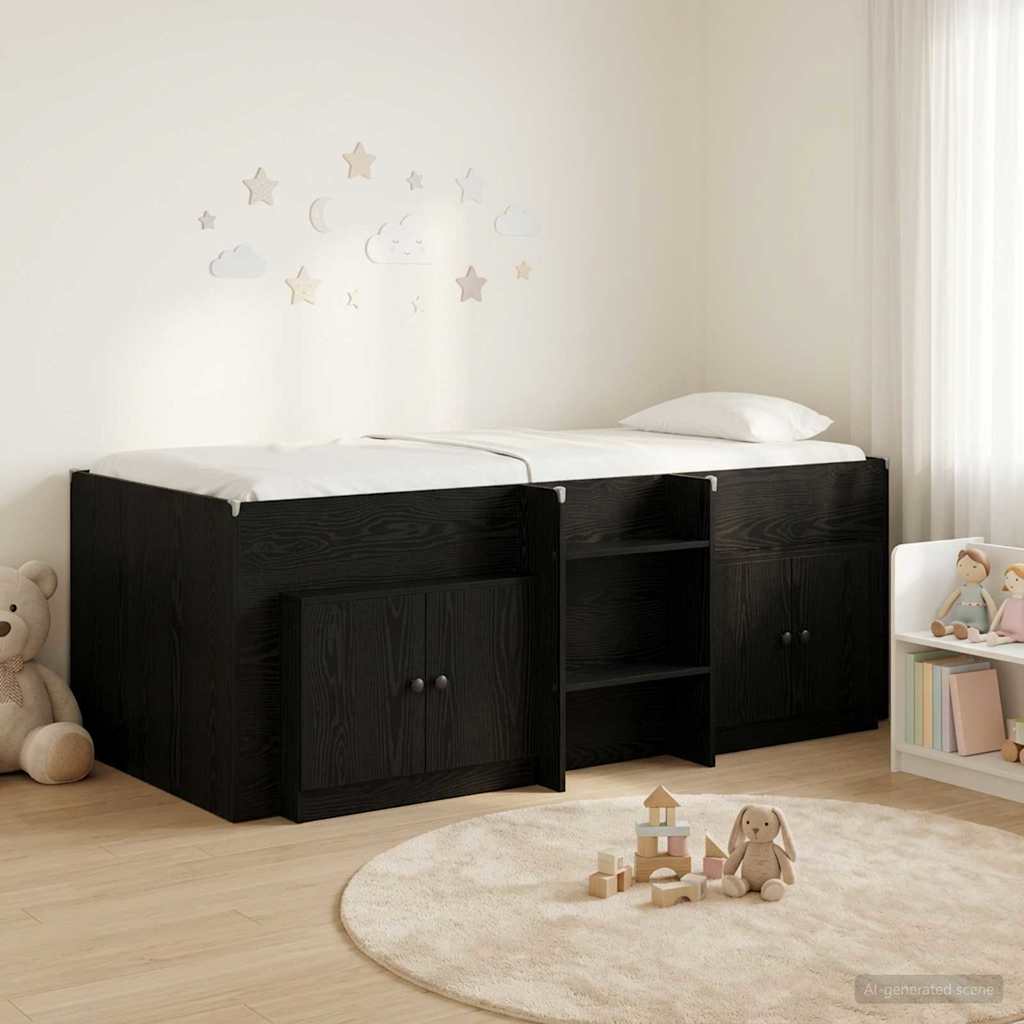 vidaXL Loft Bed Frame met Kast met opslag 3 pcs Wit Bewerkt hout
