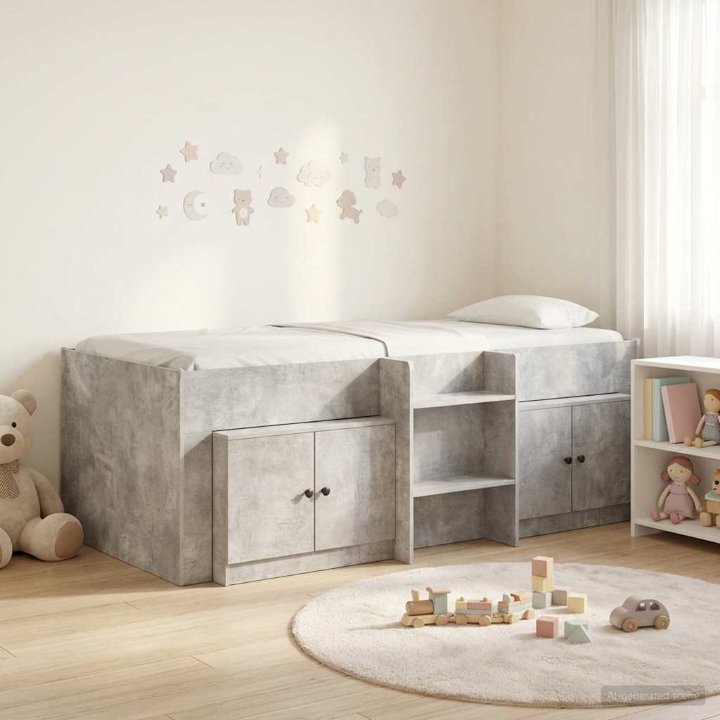 vidaXL Loft Bed Frame met Kast met opslag 3 pcs Wit Bewerkt hout