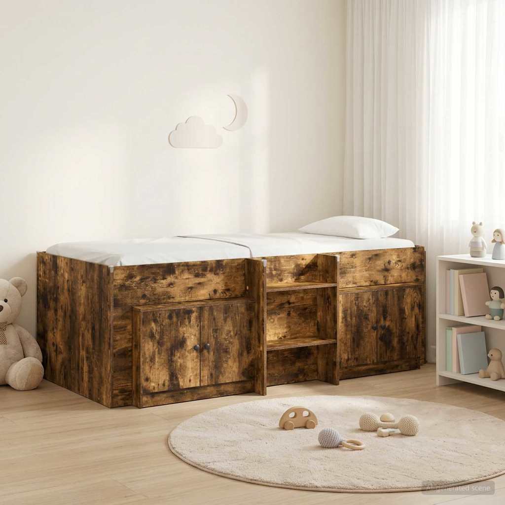 vidaXL Loft Bed Frame met Kast met opslag 3 pcs Wit Bewerkt hout