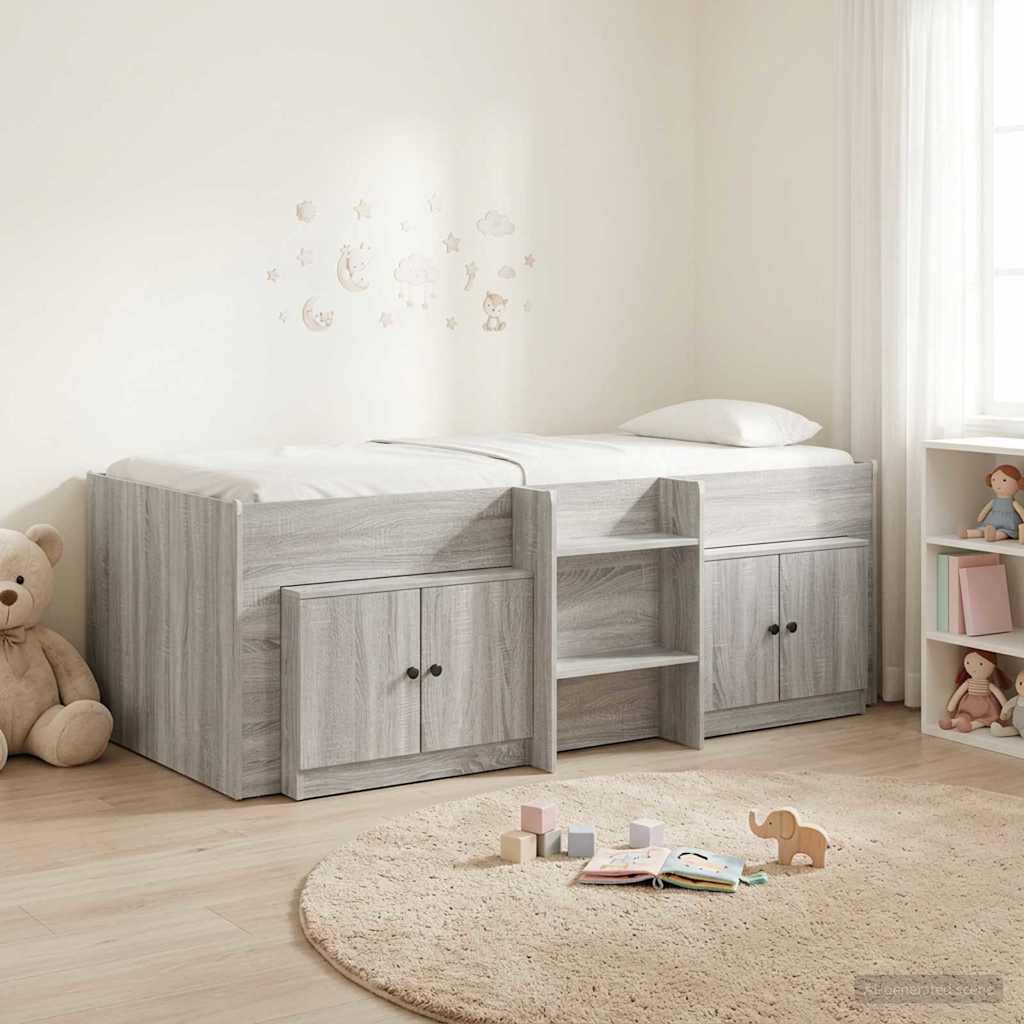 vidaXL Loft Bed Frame met Kast met opslag 3 pcs Wit Bewerkt hout