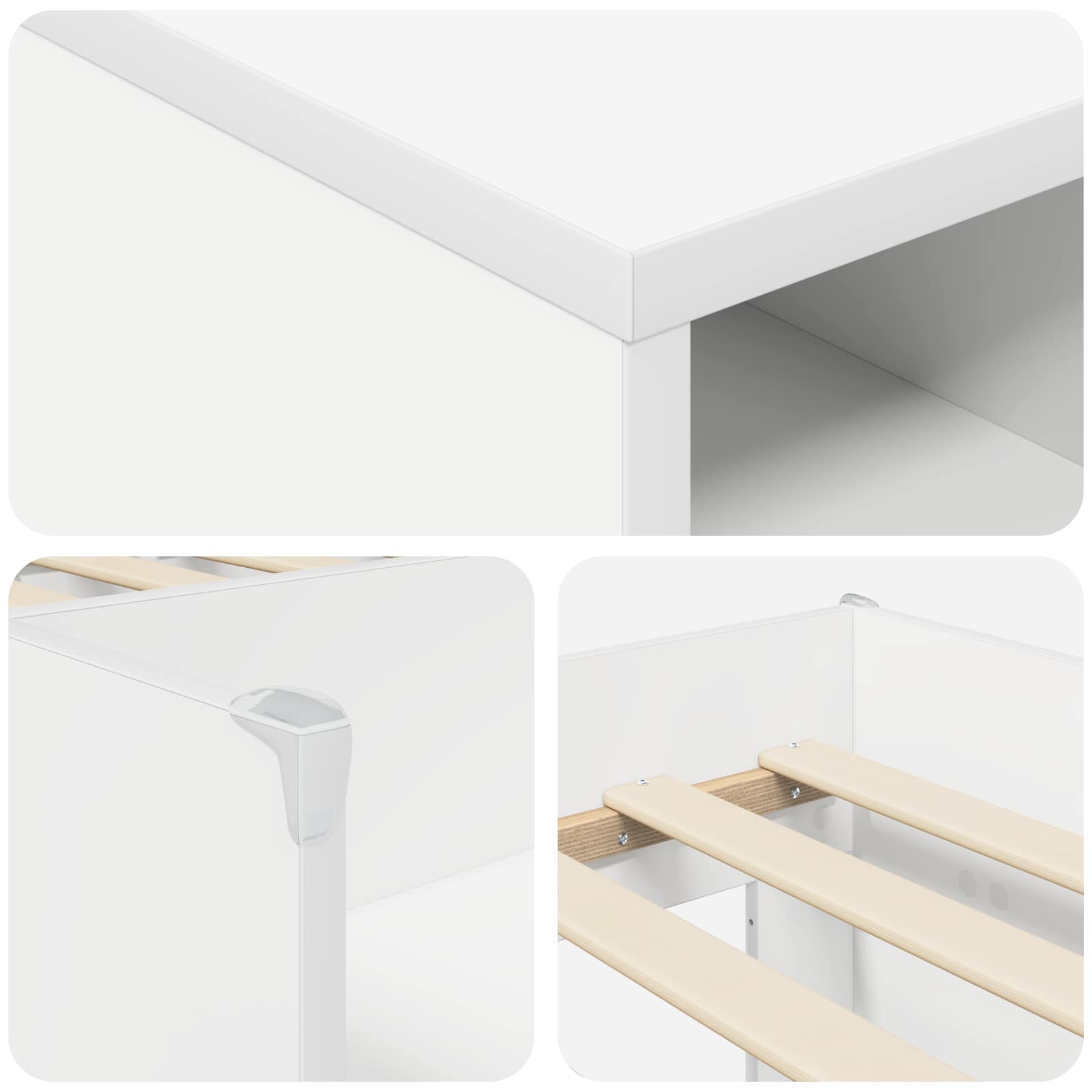 vidaXL Loft Bed Frame met Kast met plank 3 pcs Wit Bewerkt hout