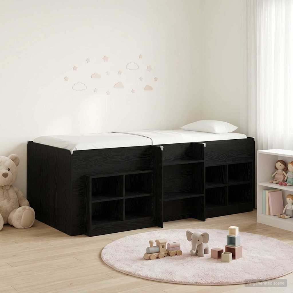 vidaXL Loft Bed Frame met Kast met plank 3 pcs Wit Bewerkt hout