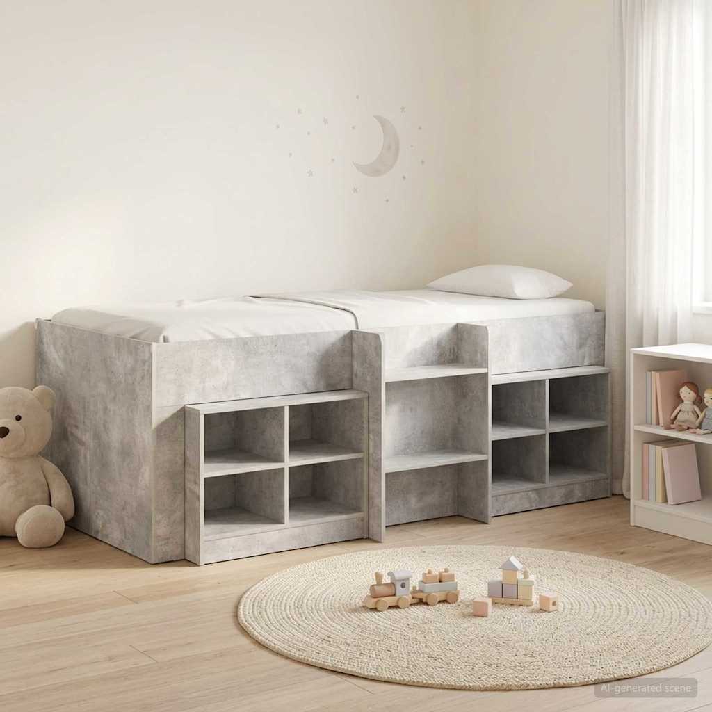 vidaXL Loft Bed Frame met Kast met plank 3 pcs Wit Bewerkt hout