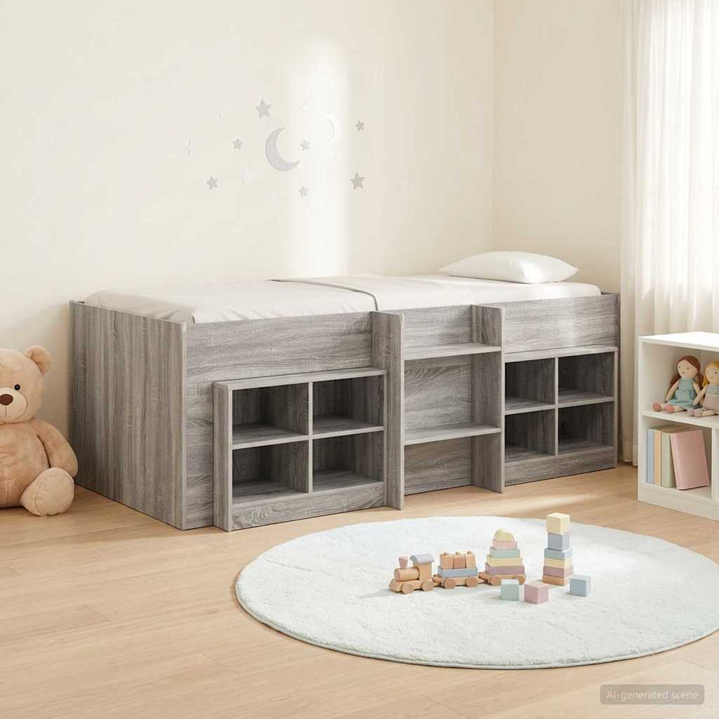 vidaXL Loft Bed Frame met Kast met plank 3 pcs Wit Bewerkt hout