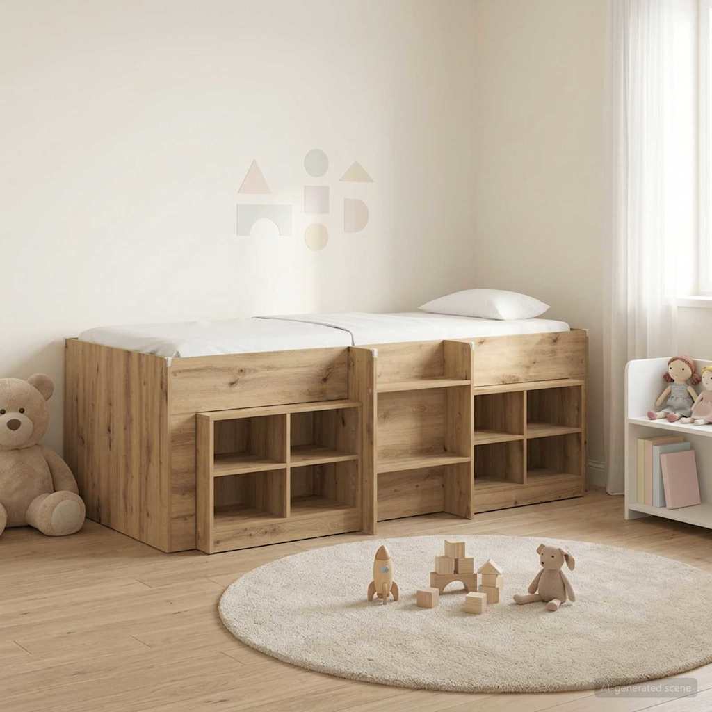 vidaXL Loft Bed Frame met Kast met plank 3 pcs Wit Bewerkt hout