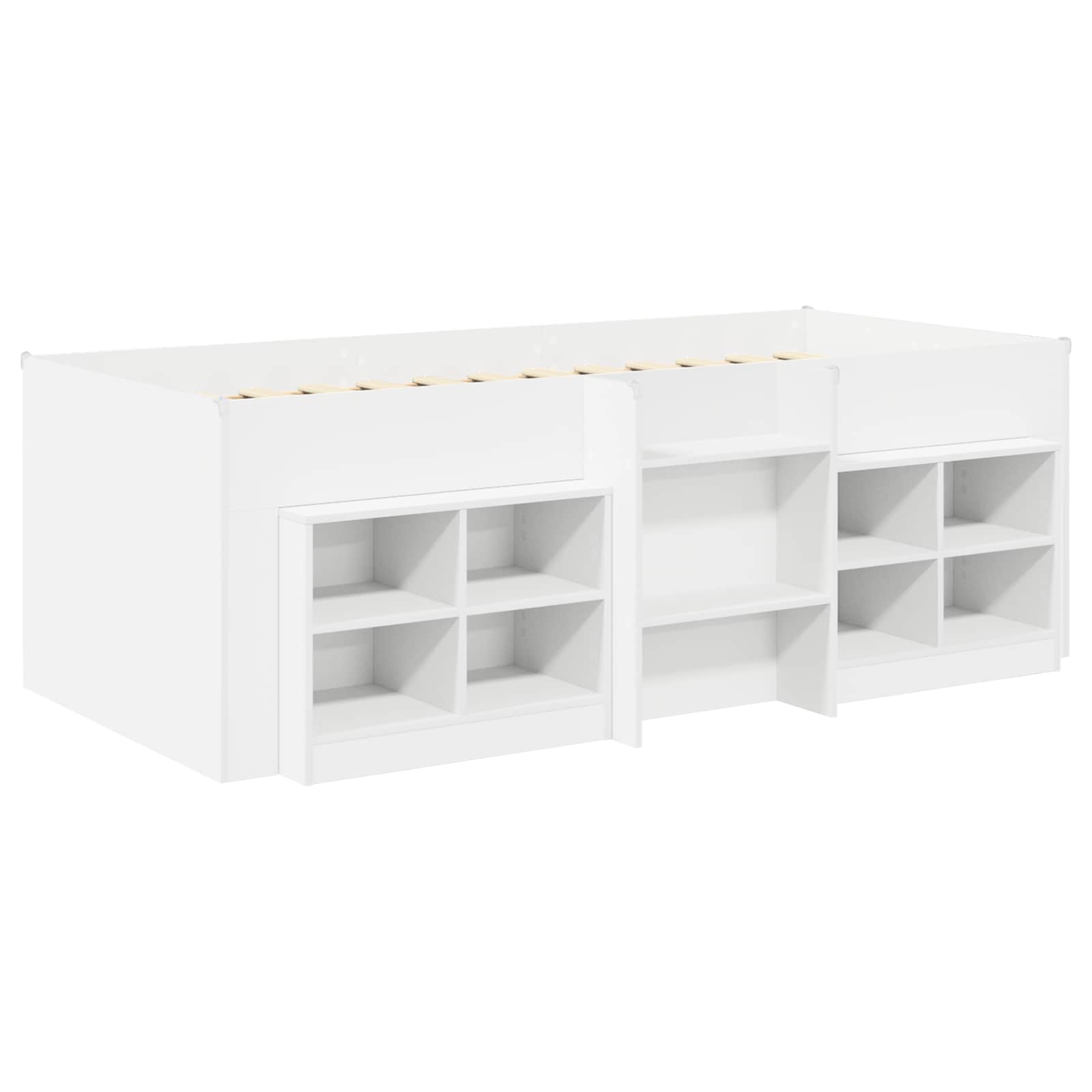 vidaXL Loft Bed Frame met Kast met plank 3 pcs Wit Bewerkt hout