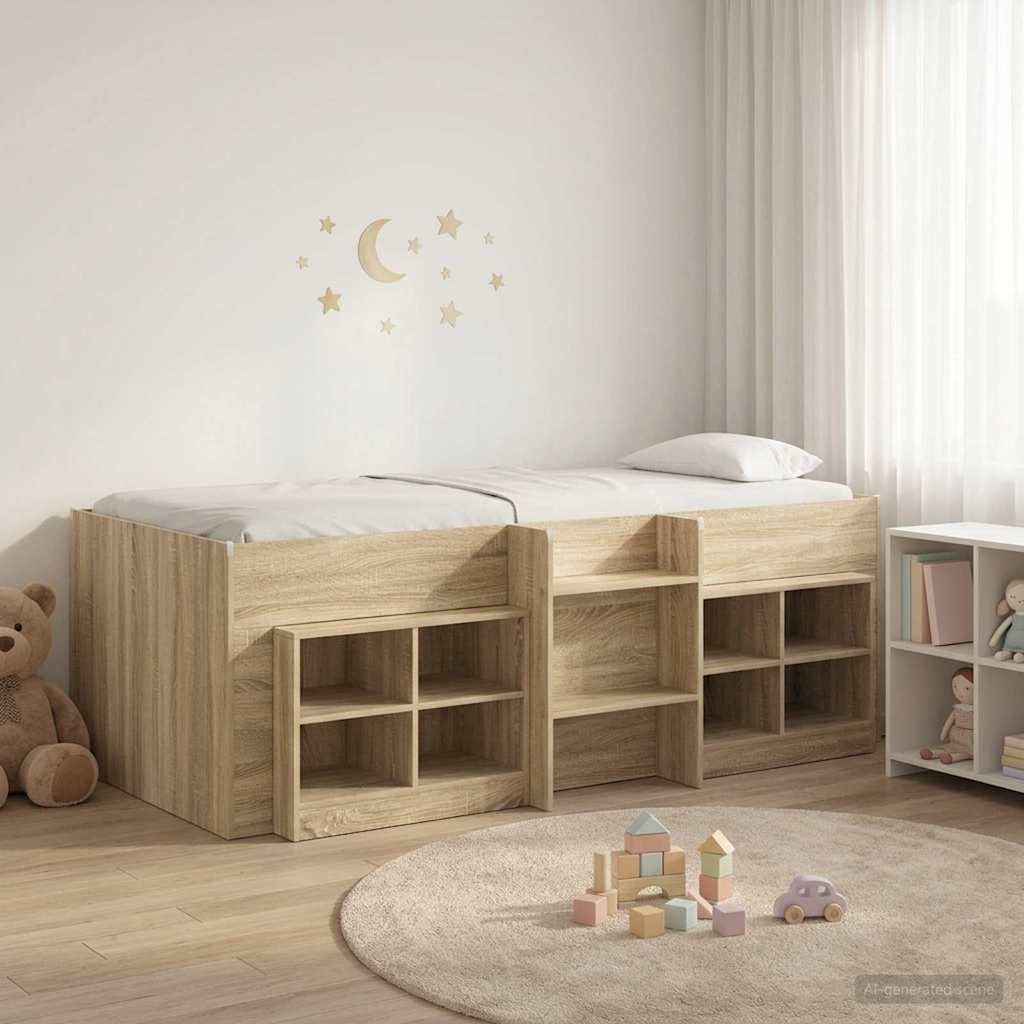 vidaXL Loft Bed Frame met Kast met plank 3 pcs Wit Bewerkt hout