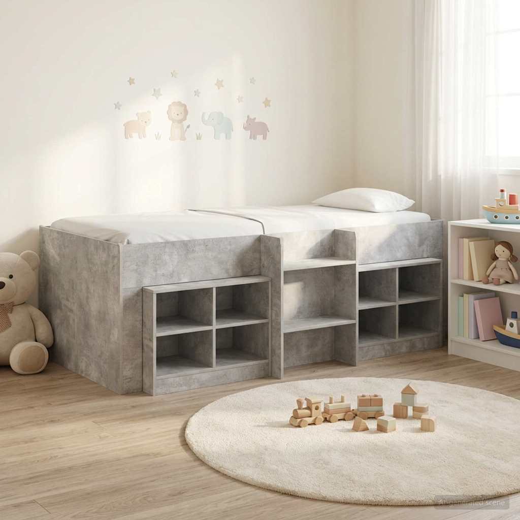 vidaXL Loft Bed Frame met Kast met plank 3 pcs Wit Bewerkt hout