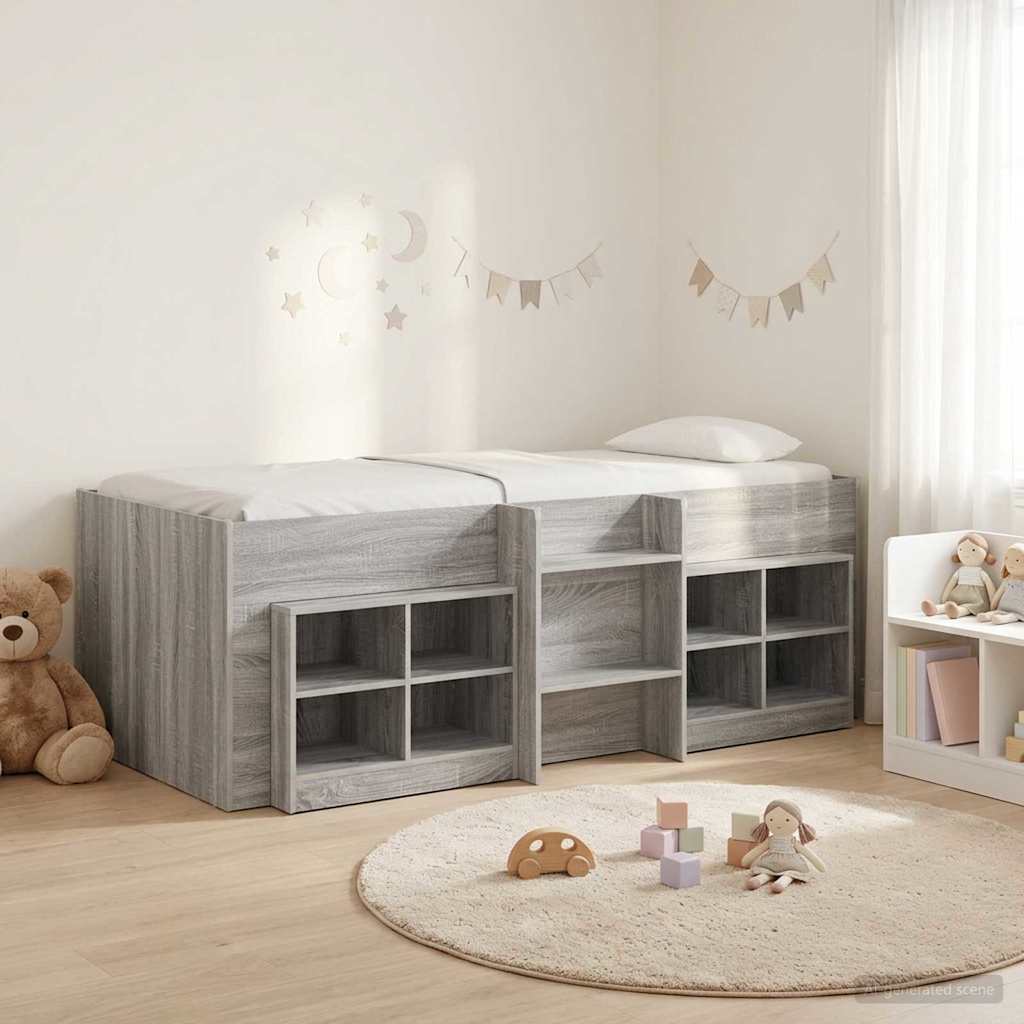 vidaXL Loft Bed Frame met Kast met plank 3 pcs Wit Bewerkt hout
