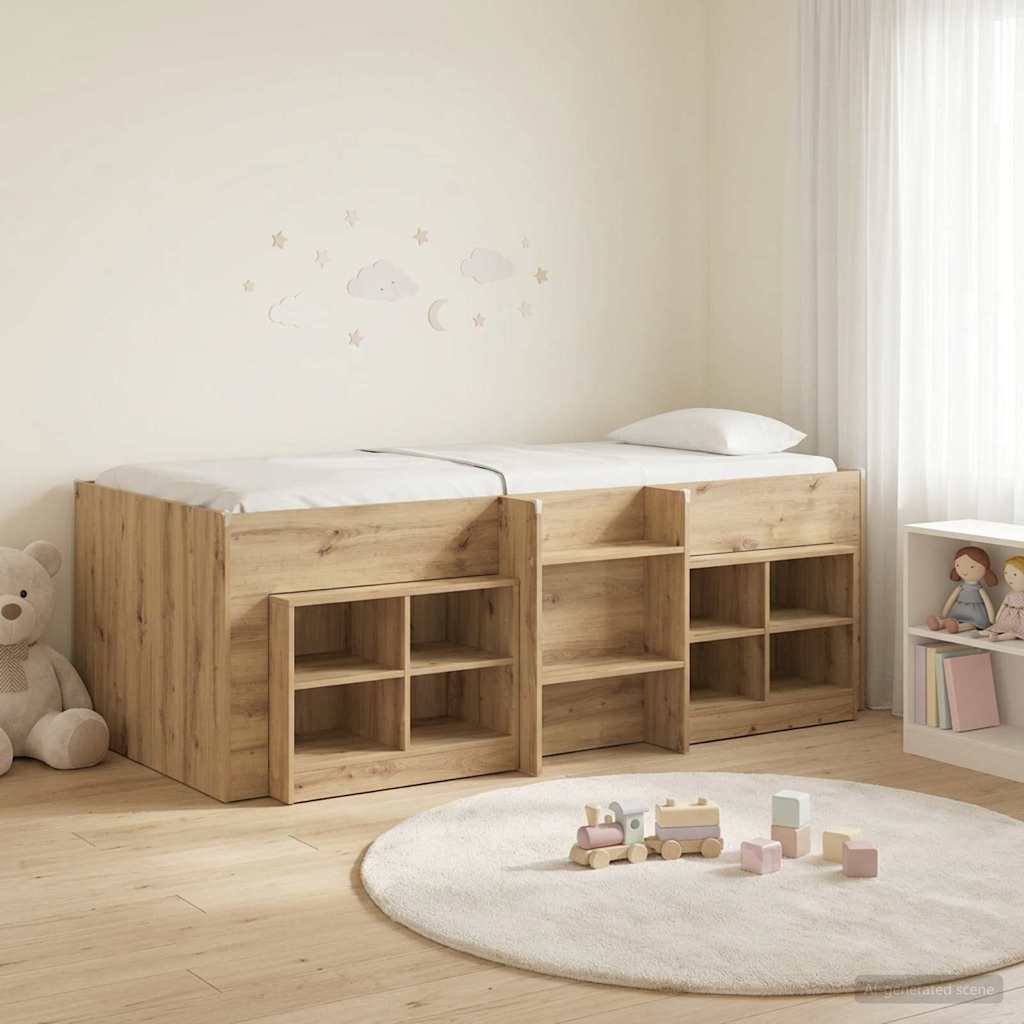 vidaXL Loft Bed Frame met Kast met plank 3 pcs Wit Bewerkt hout
