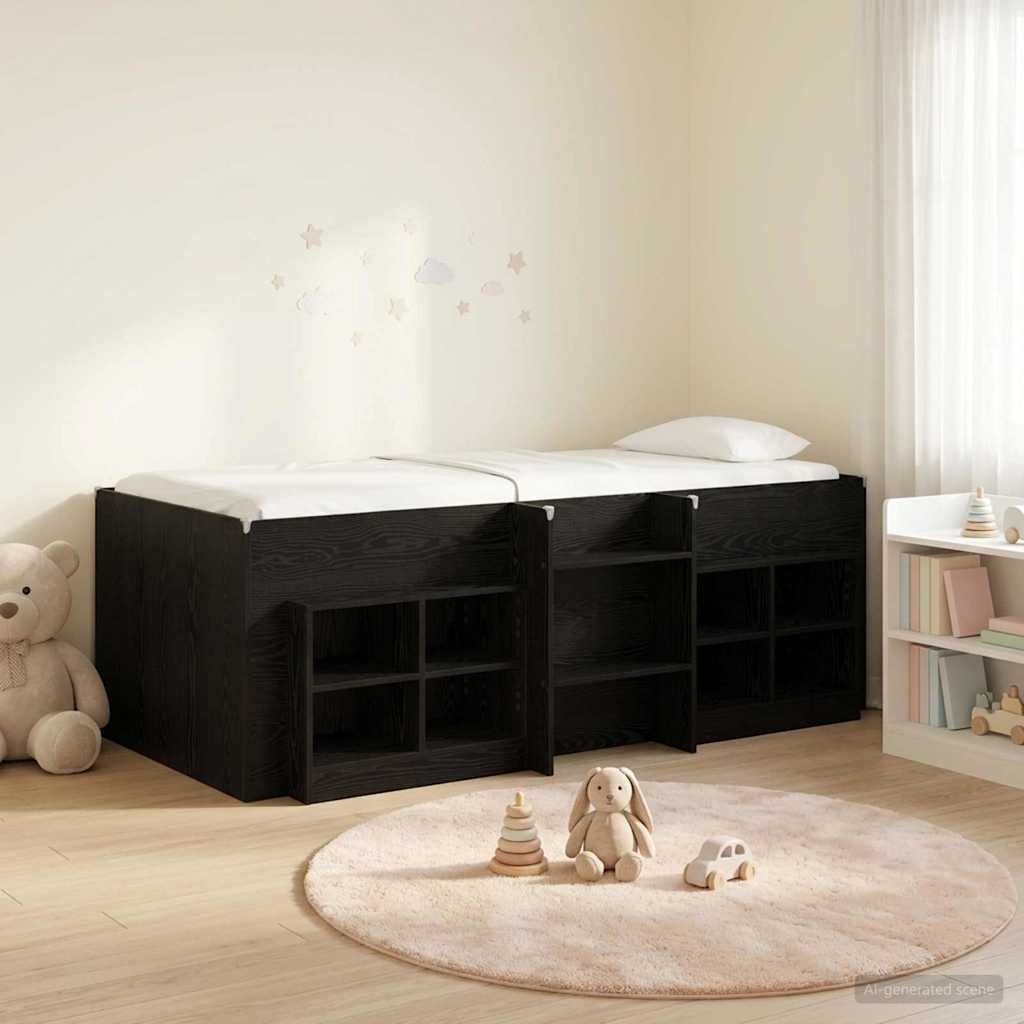 vidaXL Loft Bed Frame met Kast met plank 3 pcs Wit Bewerkt hout