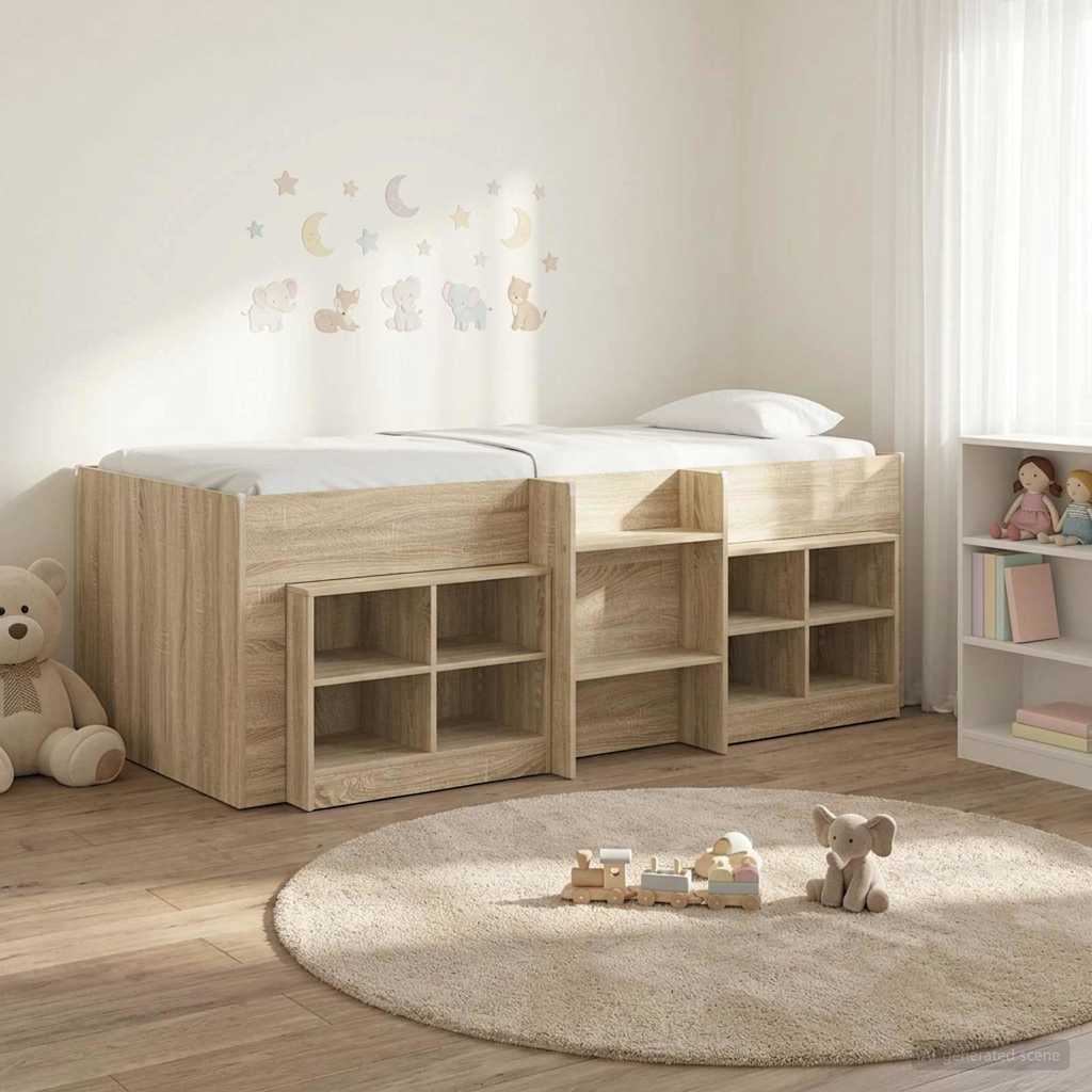 vidaXL Loft Bed Frame met Kast met plank 3 pcs Wit Bewerkt hout