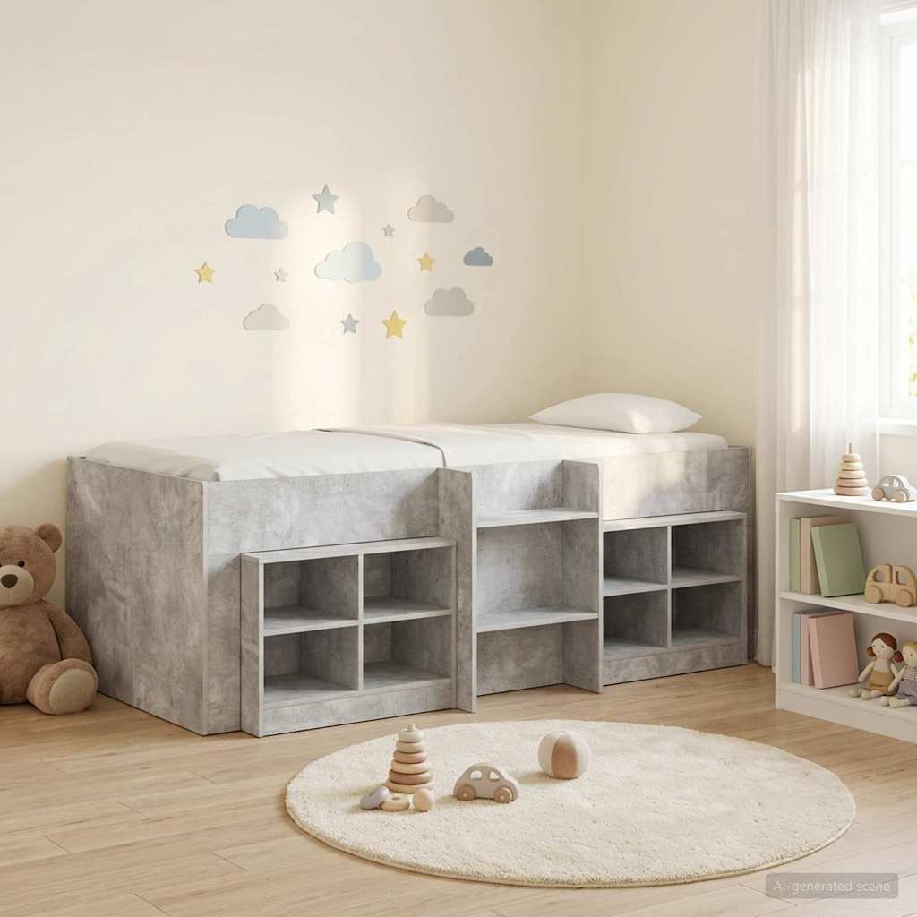 vidaXL Loft Bed Frame met Kast met plank 3 pcs Wit Bewerkt hout