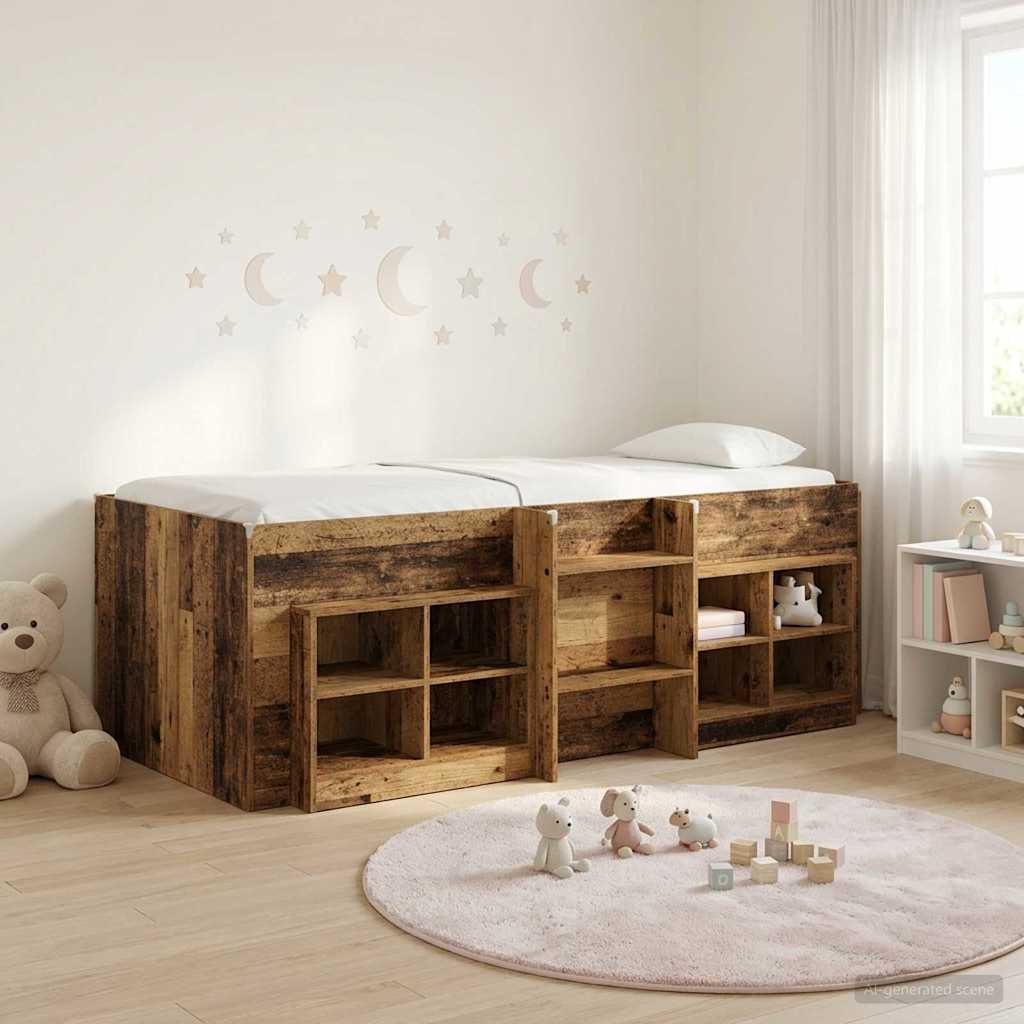 vidaXL Loft Bed Frame met Kast met plank 3 pcs Wit Bewerkt hout