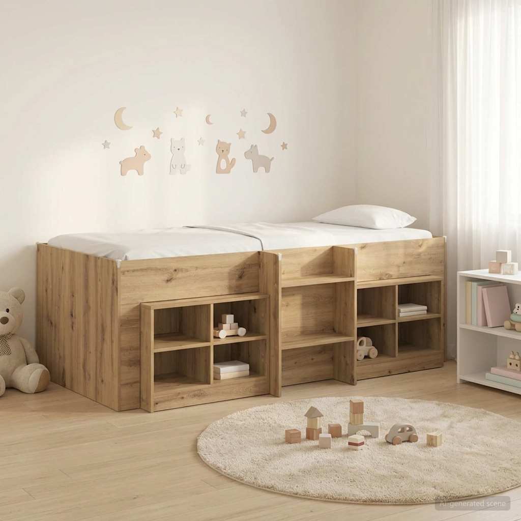 vidaXL Loft Bed Frame met Kast met plank 3 pcs Wit Bewerkt hout
