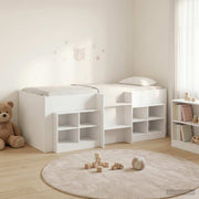 vidaXL Loft Bed Frame met Kast met plank 3 pcs Wit Bewerkt hout