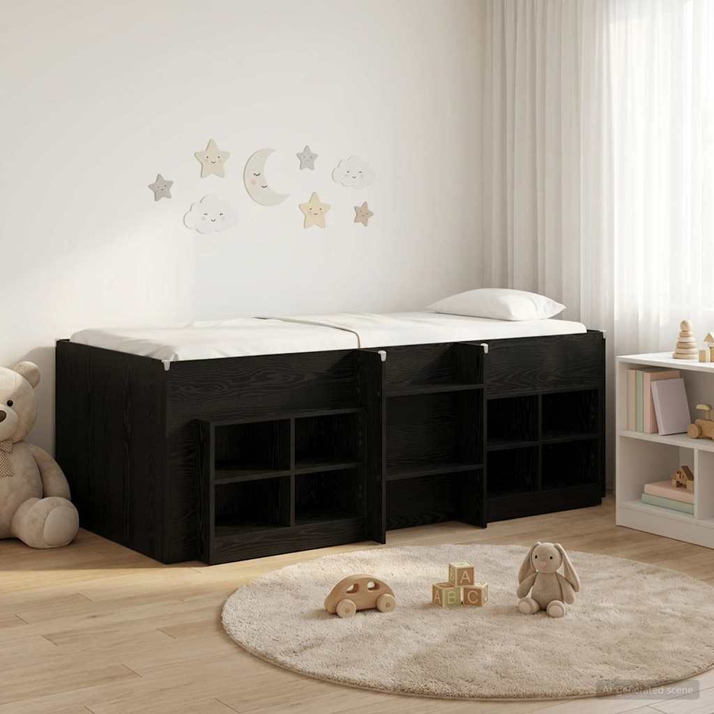 vidaXL Loft Bed Frame met Kast met plank 3 pcs Wit Bewerkt hout