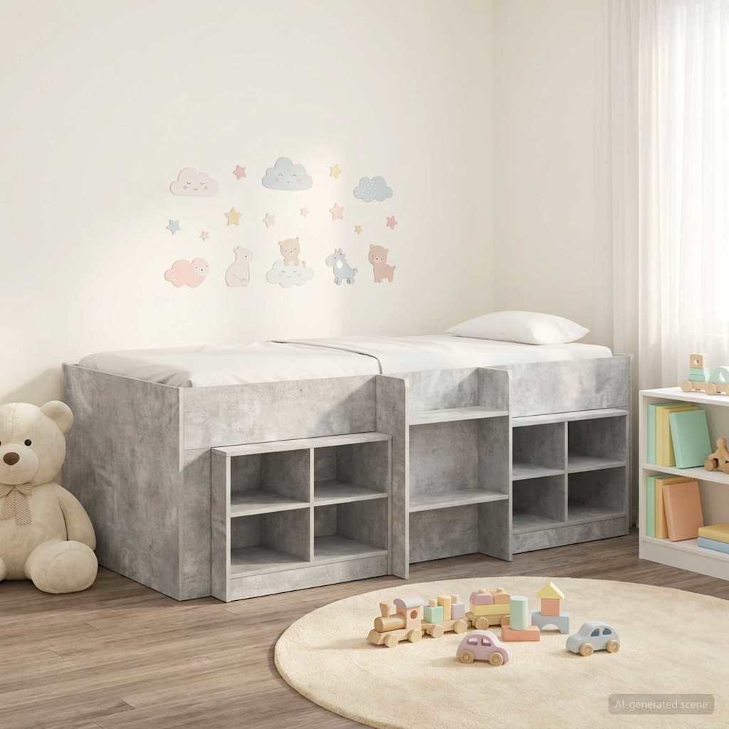 vidaXL Loft Bed Frame met Kast met plank 3 pcs Wit Bewerkt hout