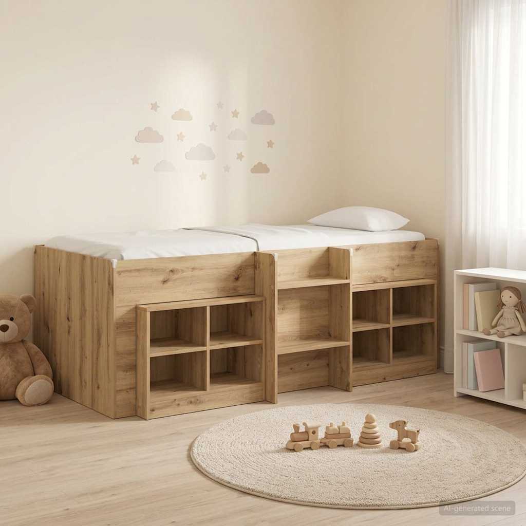 vidaXL Loft Bed Frame met Kast met plank 3 pcs Wit Bewerkt hout