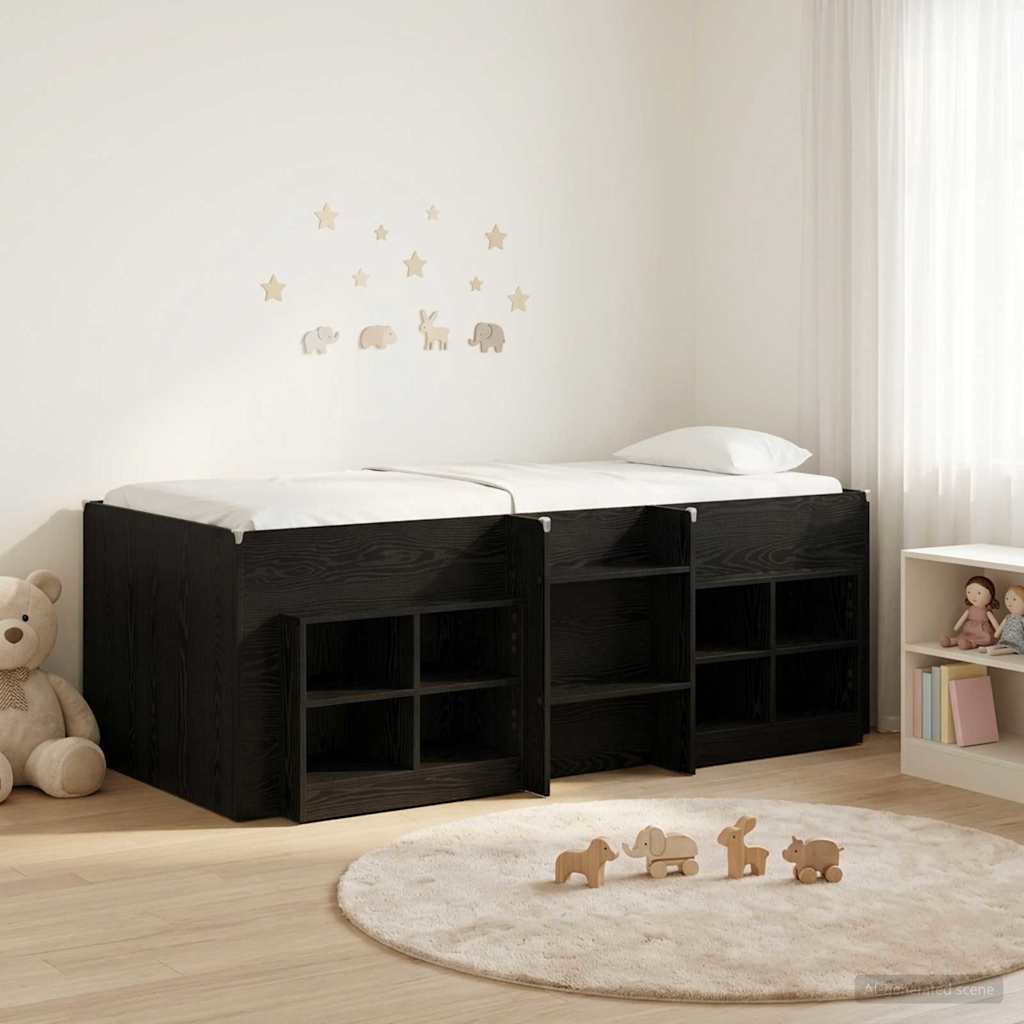 vidaXL Loft Bed Frame met Kast met plank 3 pcs Wit Bewerkt hout