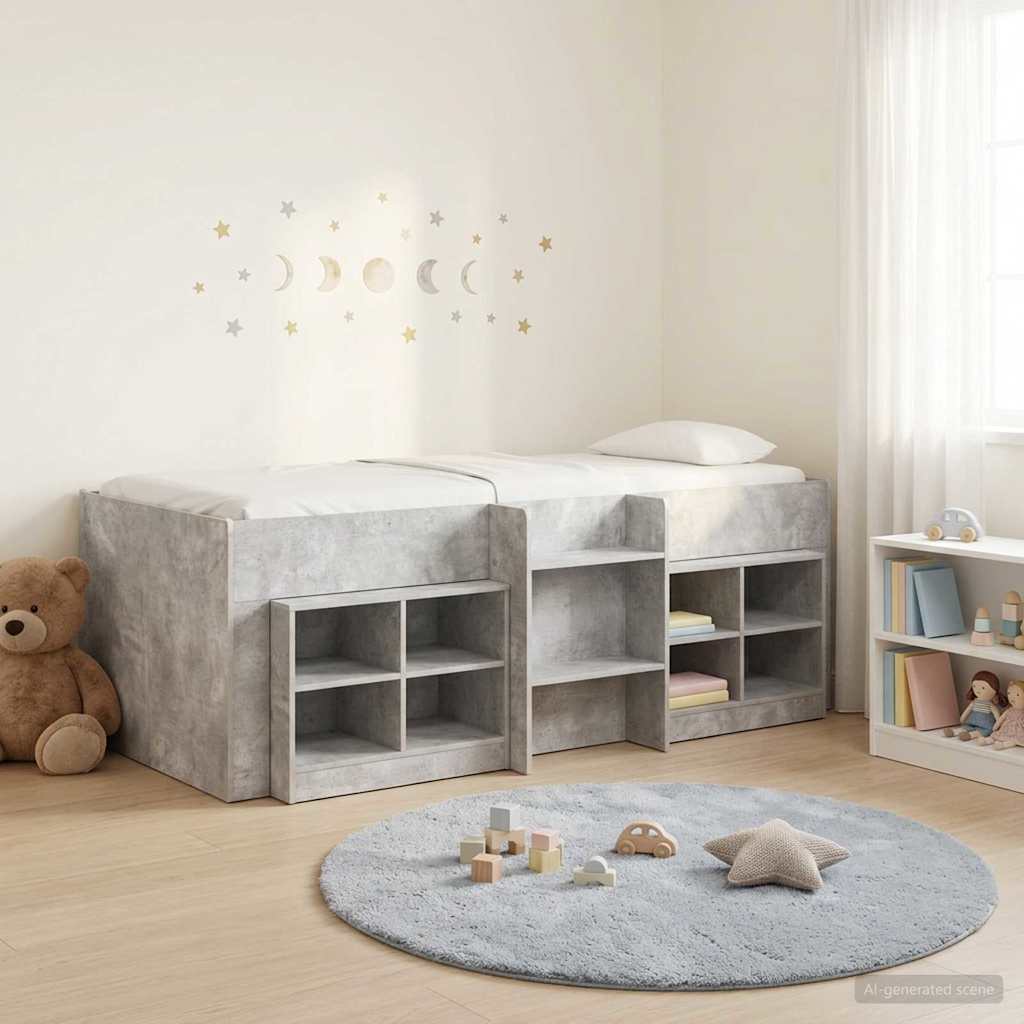 vidaXL Loft Bed Frame met Kast met plank 3 pcs Wit Bewerkt hout
