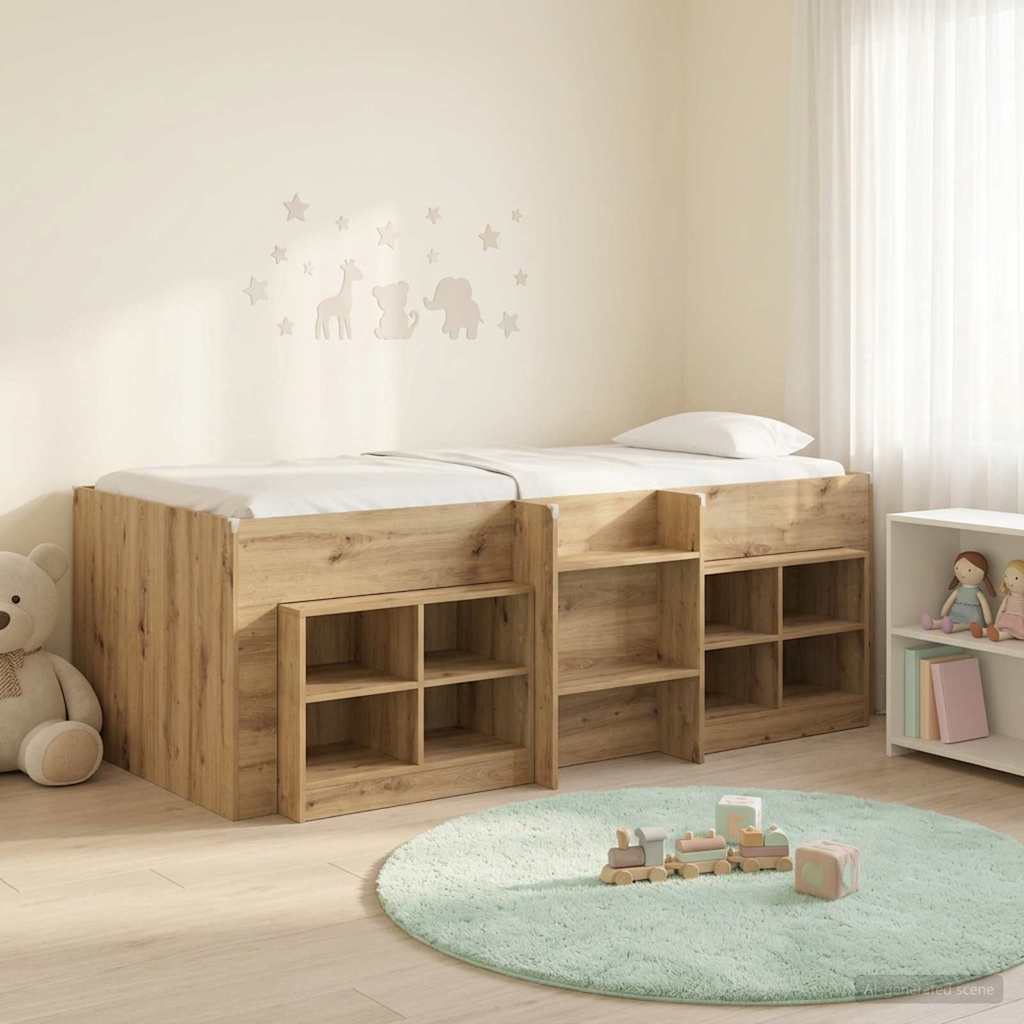 vidaXL Loft Bed Frame met Kast met plank 3 pcs Wit Bewerkt hout