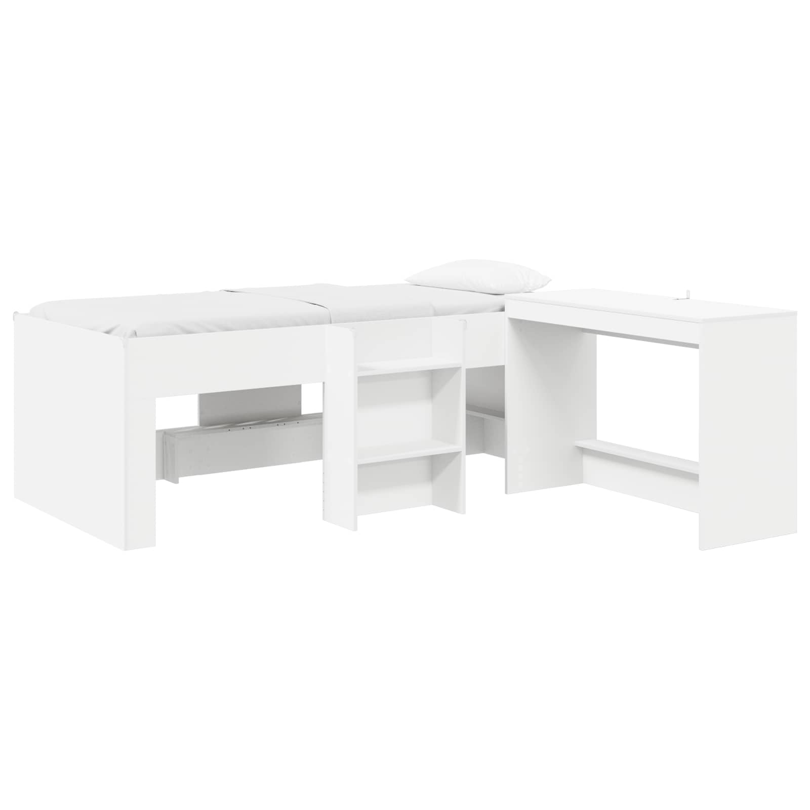 vidaXL Hoge Bed Frame met Bureau voor Kinderen Wit 80 x 200 cm