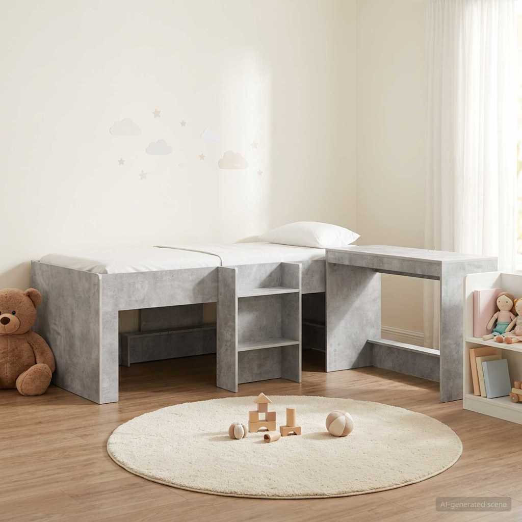 vidaXL Hoge Bed Frame met Bureau voor Kinderen Wit 80 x 200 cm