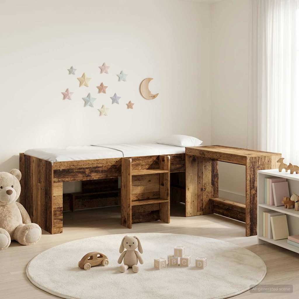 vidaXL Hoge Bed Frame met Bureau voor Kinderen Wit 80 x 200 cm
