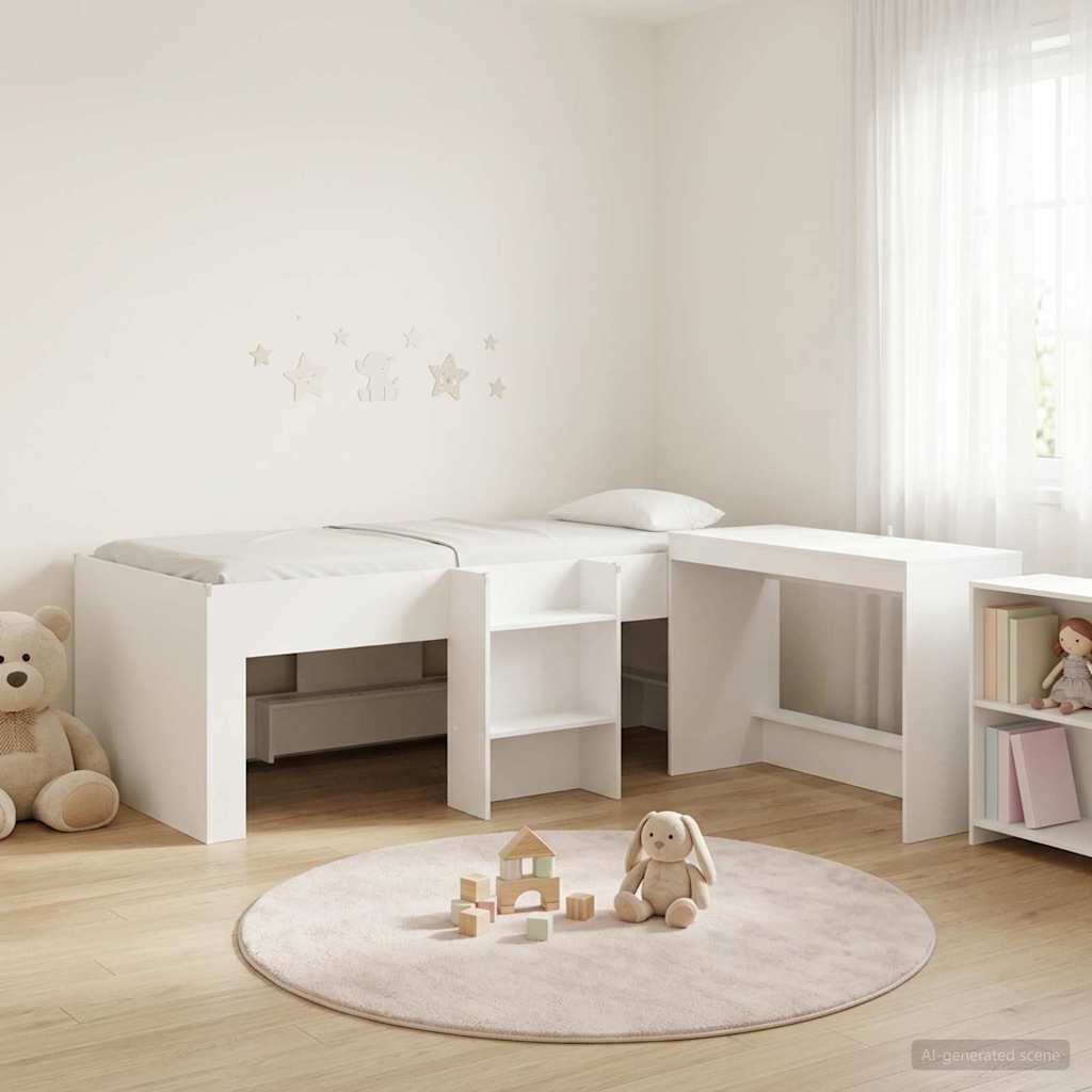 vidaXL Bedframe met Bureau Wit 90 x 200 cm Bewerkt hout