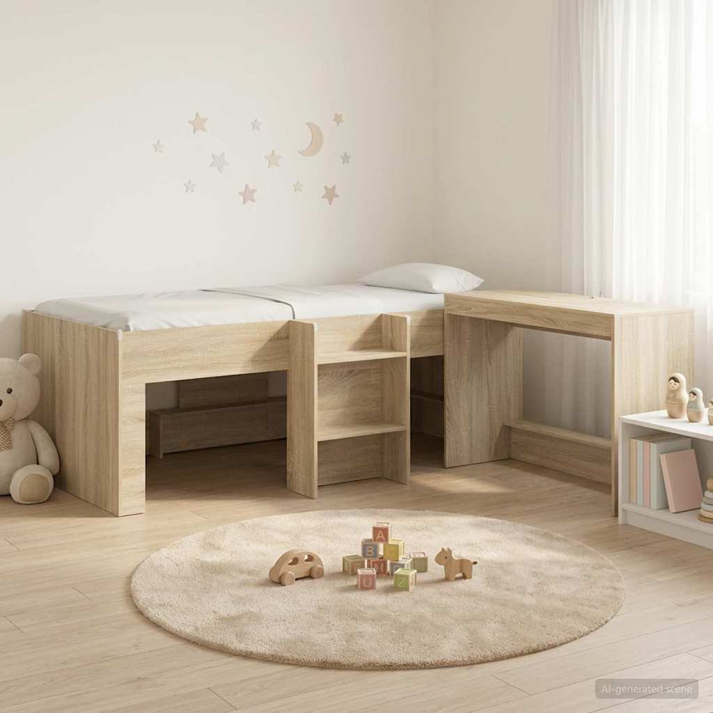 vidaXL Bedframe met Bureau Wit 90 x 200 cm Bewerkt hout